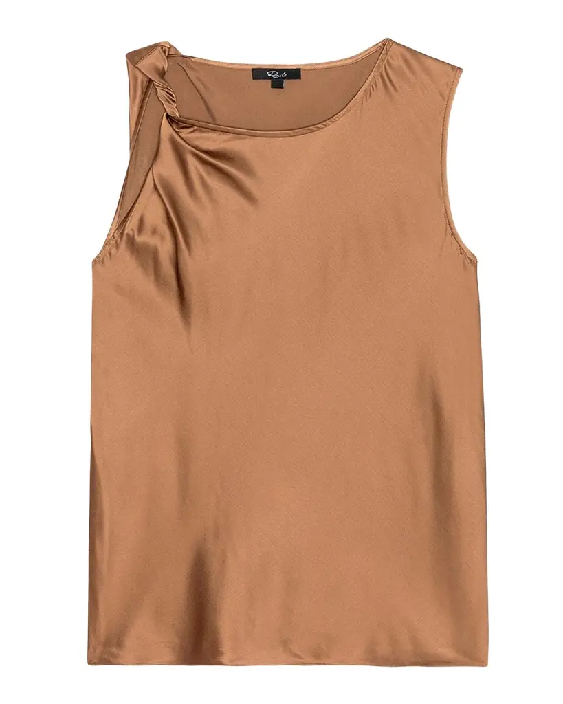 RAILS Robin Satin Twisted-Sleeve Top