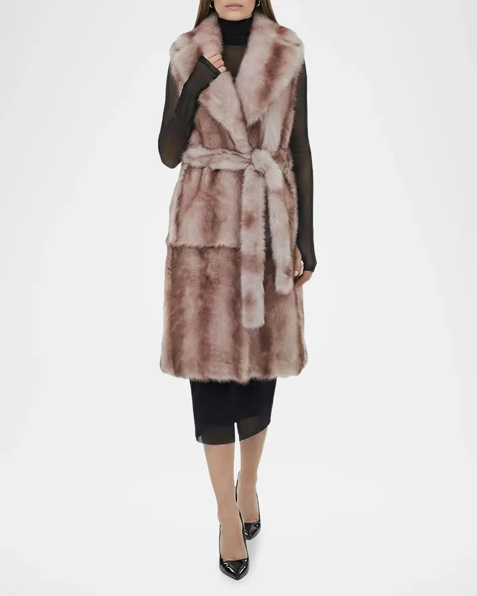 Gorski Toscana Lamb Shearling Belted Long Vest | Thumbnail 2