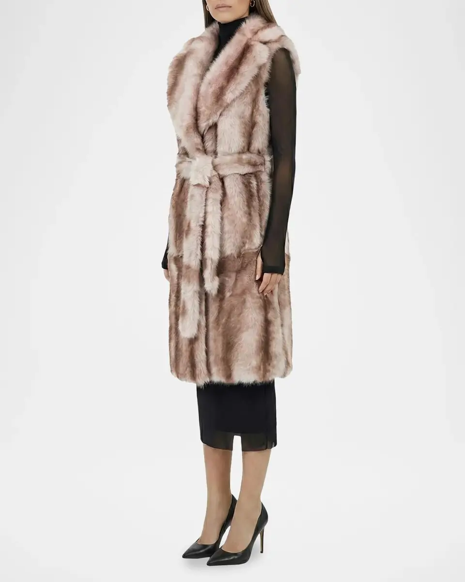 Gorski Toscana Lamb Shearling Belted Long Vest | Thumbnail 4