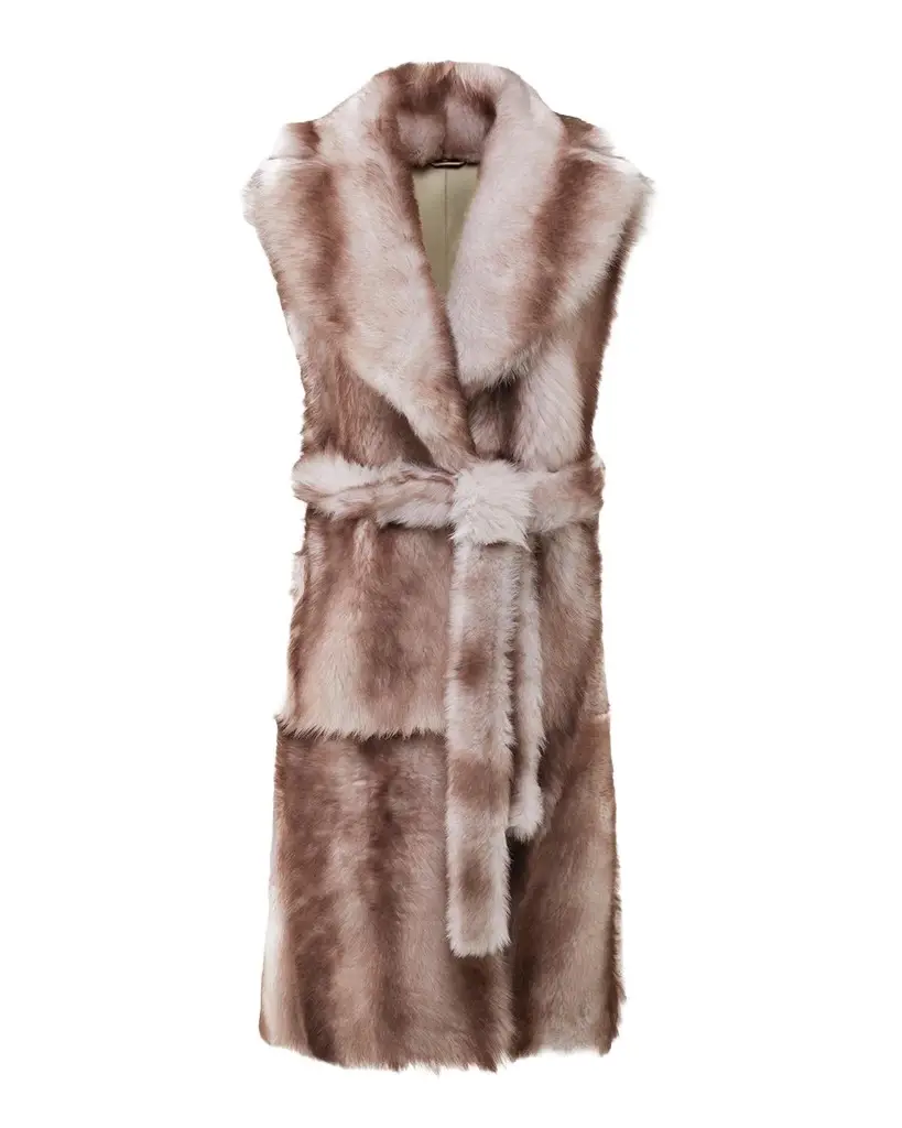 Gorski Toscana Lamb Shearling Belted Long Vest