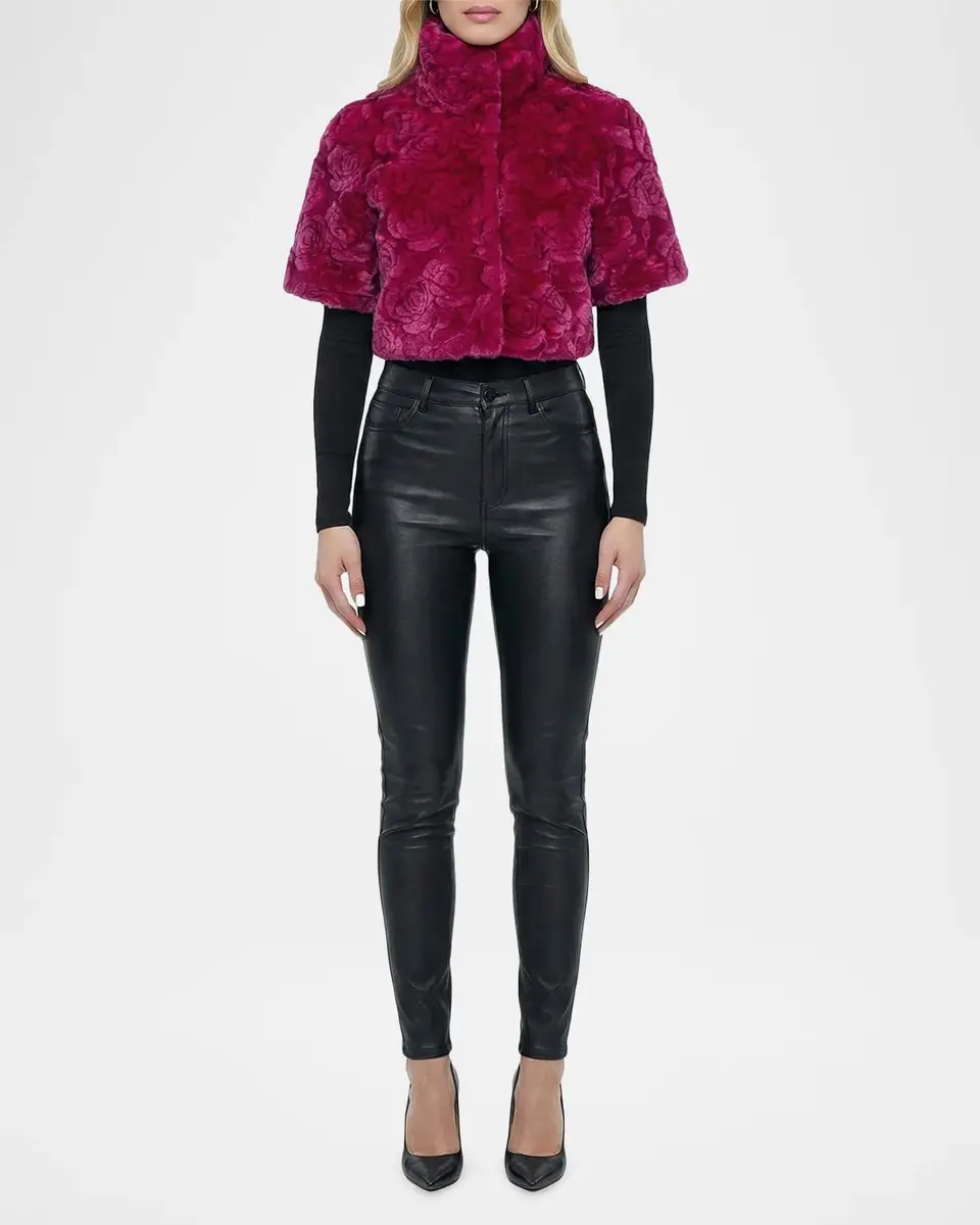 Gorski Select Rose-Print Shearling Bolero | Thumbnail 2 Gorski Select Rose-Print Shearling Bolero | Thumbnail 2