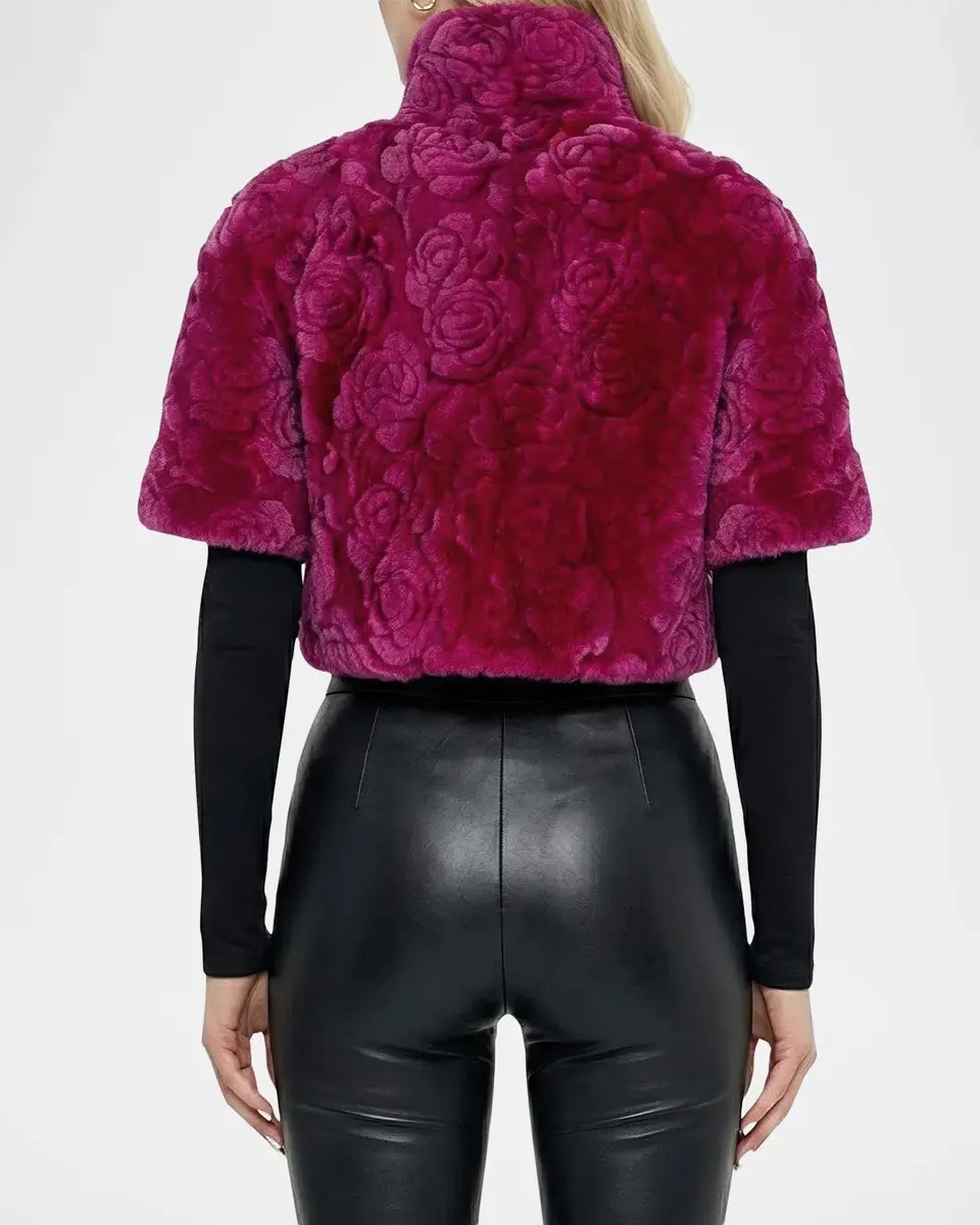 Gorski Select Rose-Print Shearling Bolero | Thumbnail 3 Gorski Select Rose-Print Shearling Bolero | Thumbnail 3