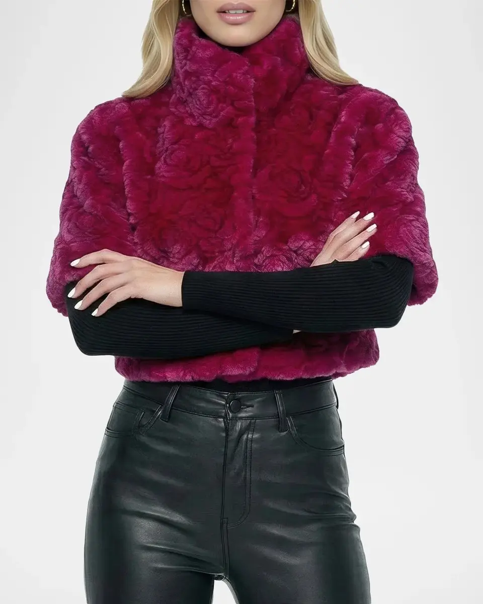 Gorski Select Rose-Print Shearling Bolero | Thumbnail 4 Gorski Select Rose-Print Shearling Bolero | Thumbnail 4