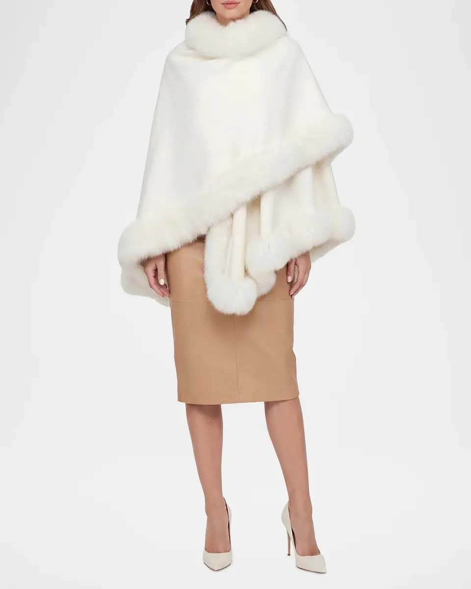 Gorski Shearling-Trim Cashmere Cape | Thumbnail 2 Gorski Shearling-Trim Cashmere Cape | Thumbnail 2
