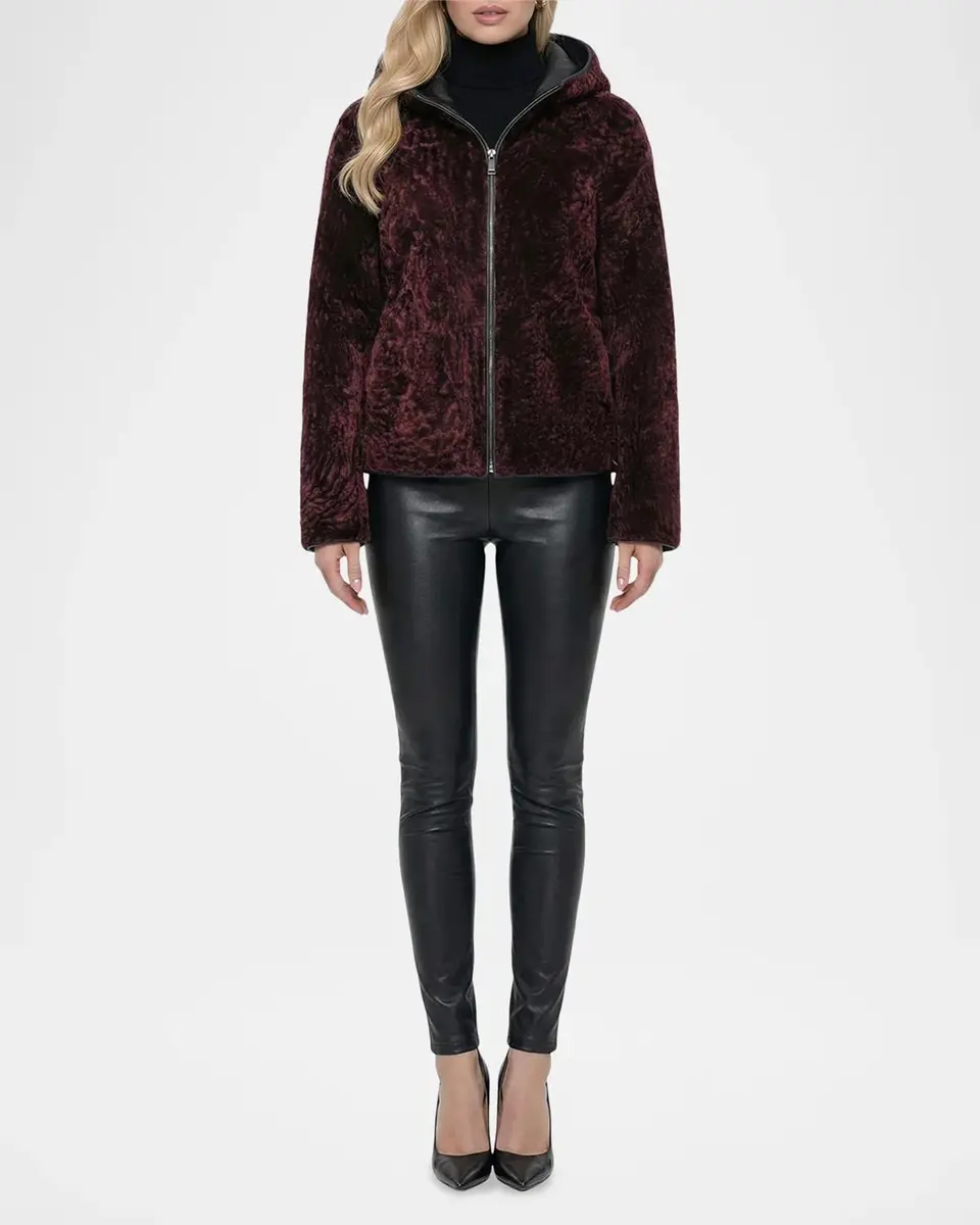 Gorski Textured Lamb Shearling Hooded Jacket | Thumbnail 2 Gorski Textured Lamb Shearling Hooded Jacket | Thumbnail 2
