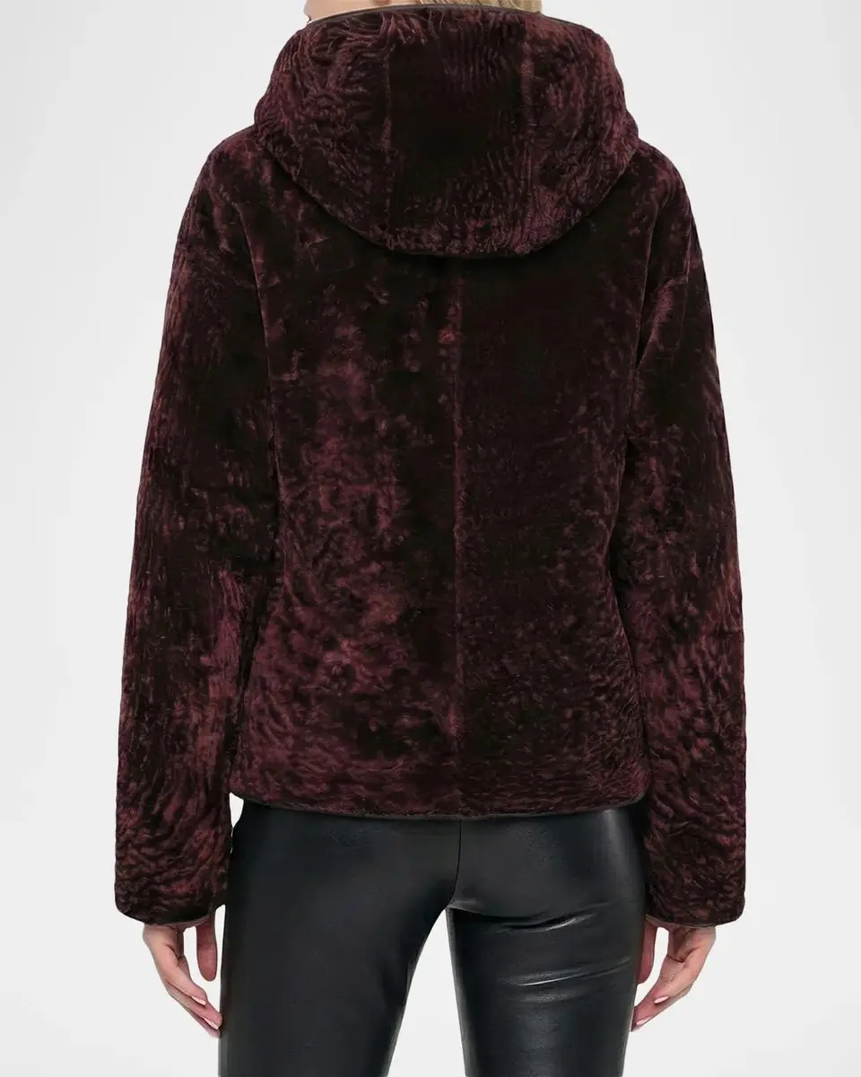 Gorski Textured Lamb Shearling Hooded Jacket | Thumbnail 3 Gorski Textured Lamb Shearling Hooded Jacket | Thumbnail 3