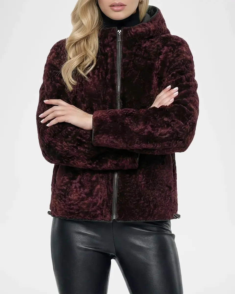 Gorski Textured Lamb Shearling Hooded Jacket | Thumbnail 4 Gorski Textured Lamb Shearling Hooded Jacket | Thumbnail 4