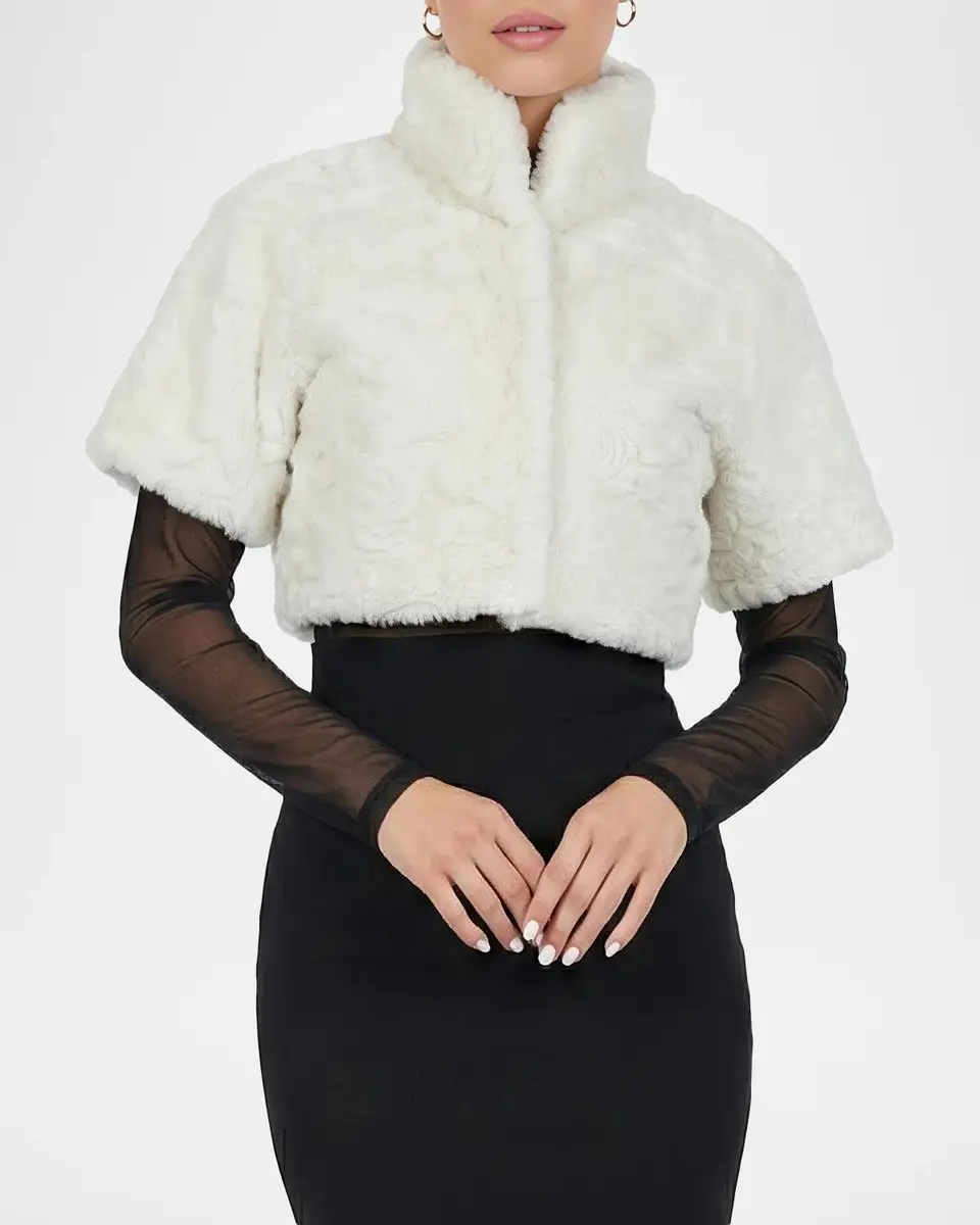 Gorski Select Rose-Print Shearling Bolero | Thumbnail 4 Gorski Select Rose-Print Shearling Bolero | Thumbnail 4