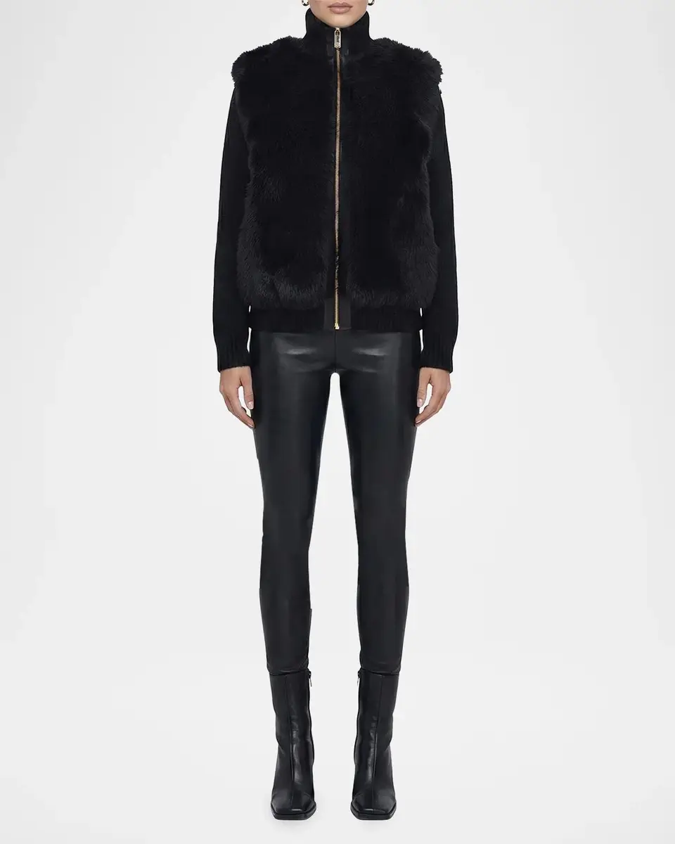 Gorski Shearling-Front Mixed Media Jacket | Thumbnail 2 Gorski Shearling-Front Mixed Media Jacket | Thumbnail 2