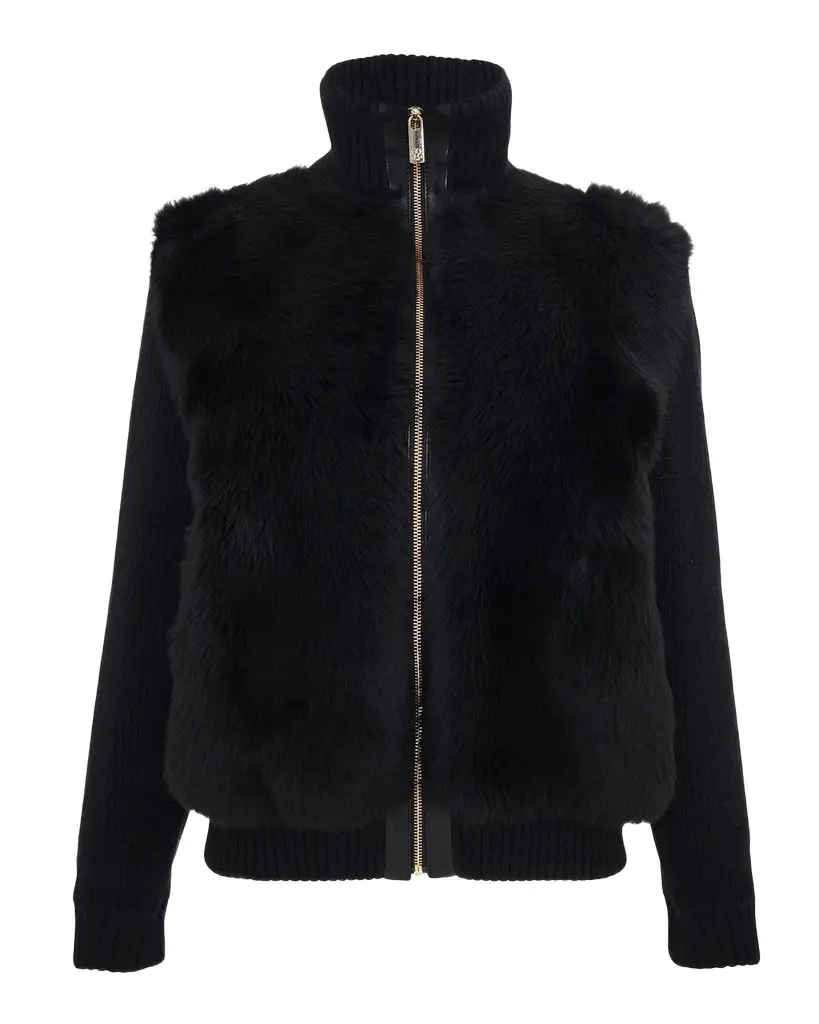 Shearling-Front Mixed Media Jacket Shearling-Front Mixed Media Jacket
