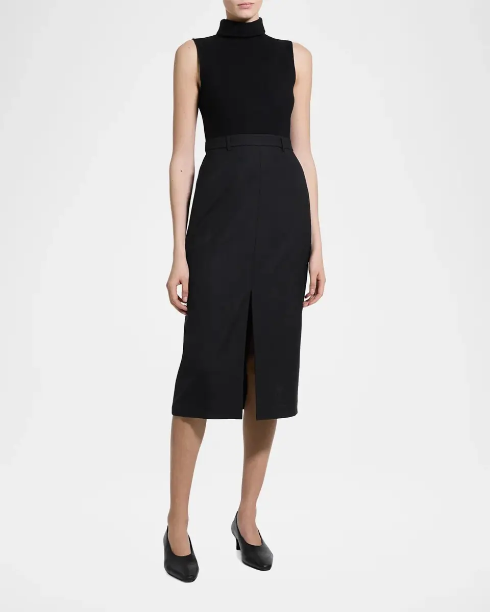 Theory Funnel-Neck Combo Midi Dress | Thumbnail 2 Theory Funnel-Neck Combo Midi Dress | Thumbnail 2