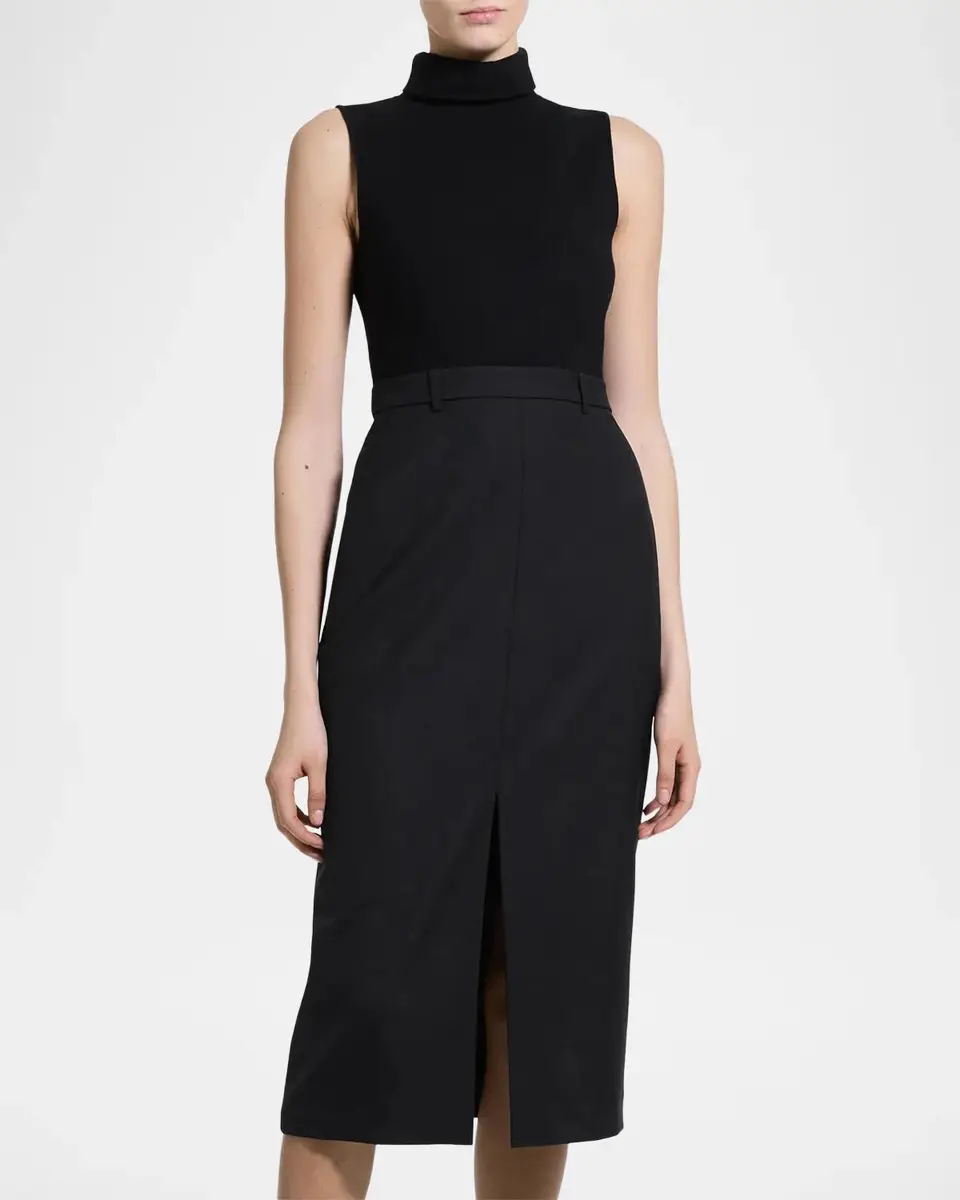 Theory Funnel-Neck Combo Midi Dress | Thumbnail 4 Theory Funnel-Neck Combo Midi Dress | Thumbnail 4