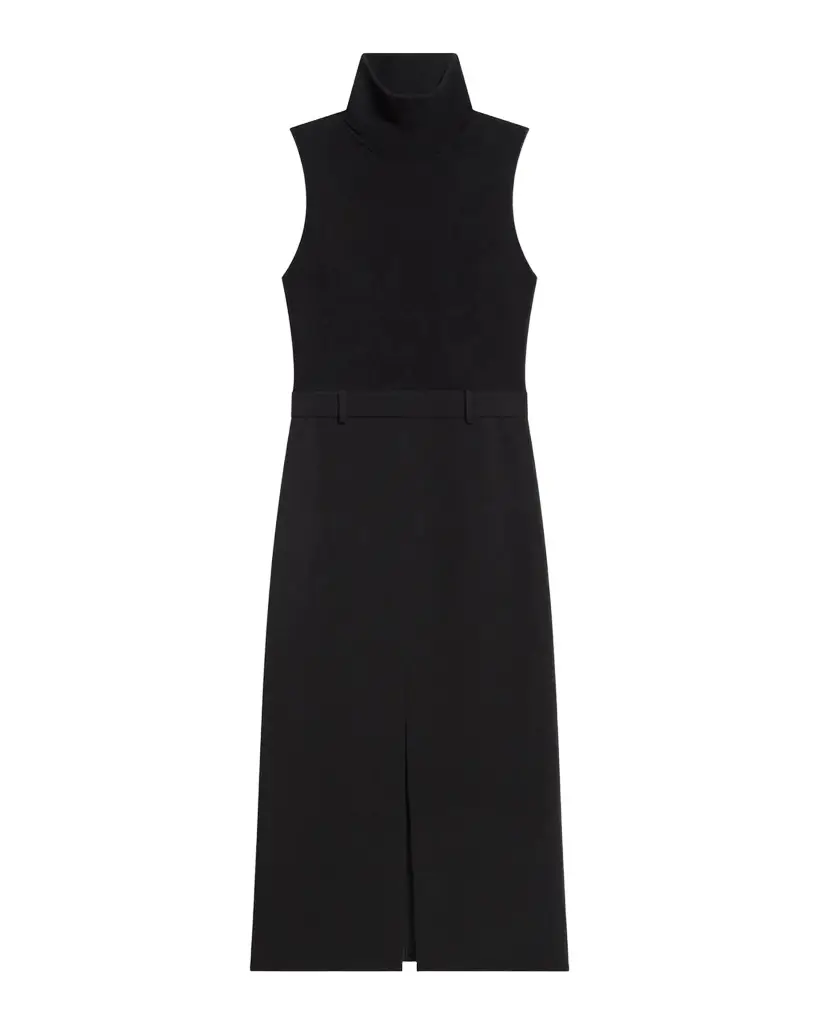 Funnel-Neck Combo Midi Dress Funnel-Neck Combo Midi Dress