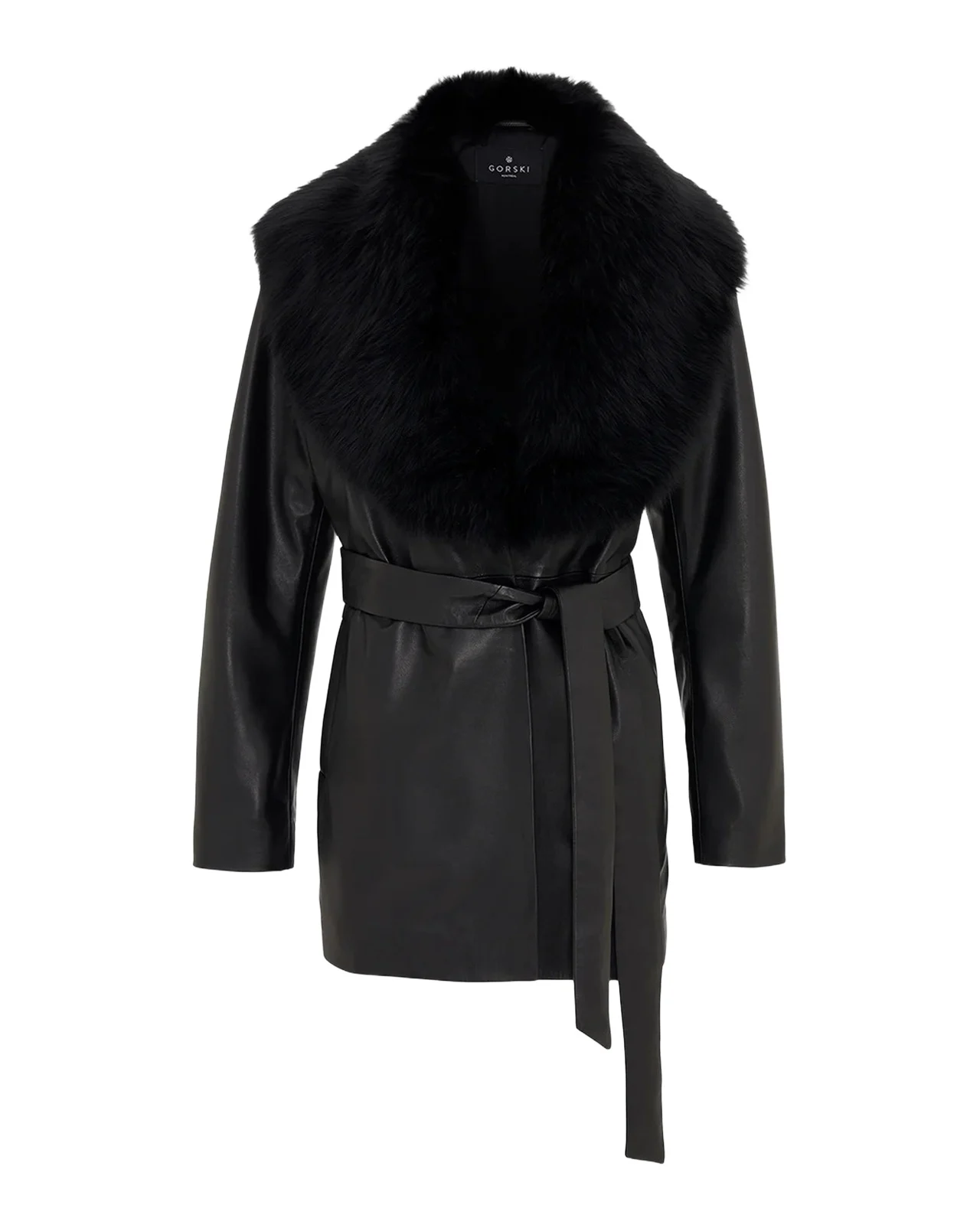 Nappa Leather Jacket w/ Shearling Collar Nappa Leather Jacket w/ Shearling Collar