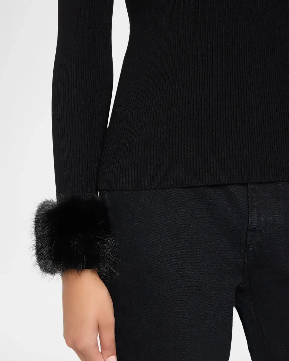Elie Tahari The Savannah Faux Fur-Cuff Sweater | Thumbnail 5 Elie Tahari The Savannah Faux Fur-Cuff Sweater | Thumbnail 5