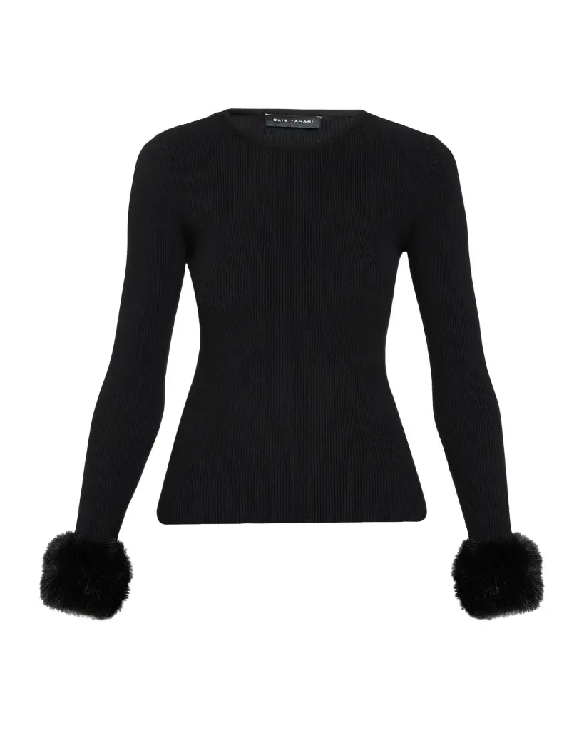 The Savannah Faux Fur-Cuff Sweater