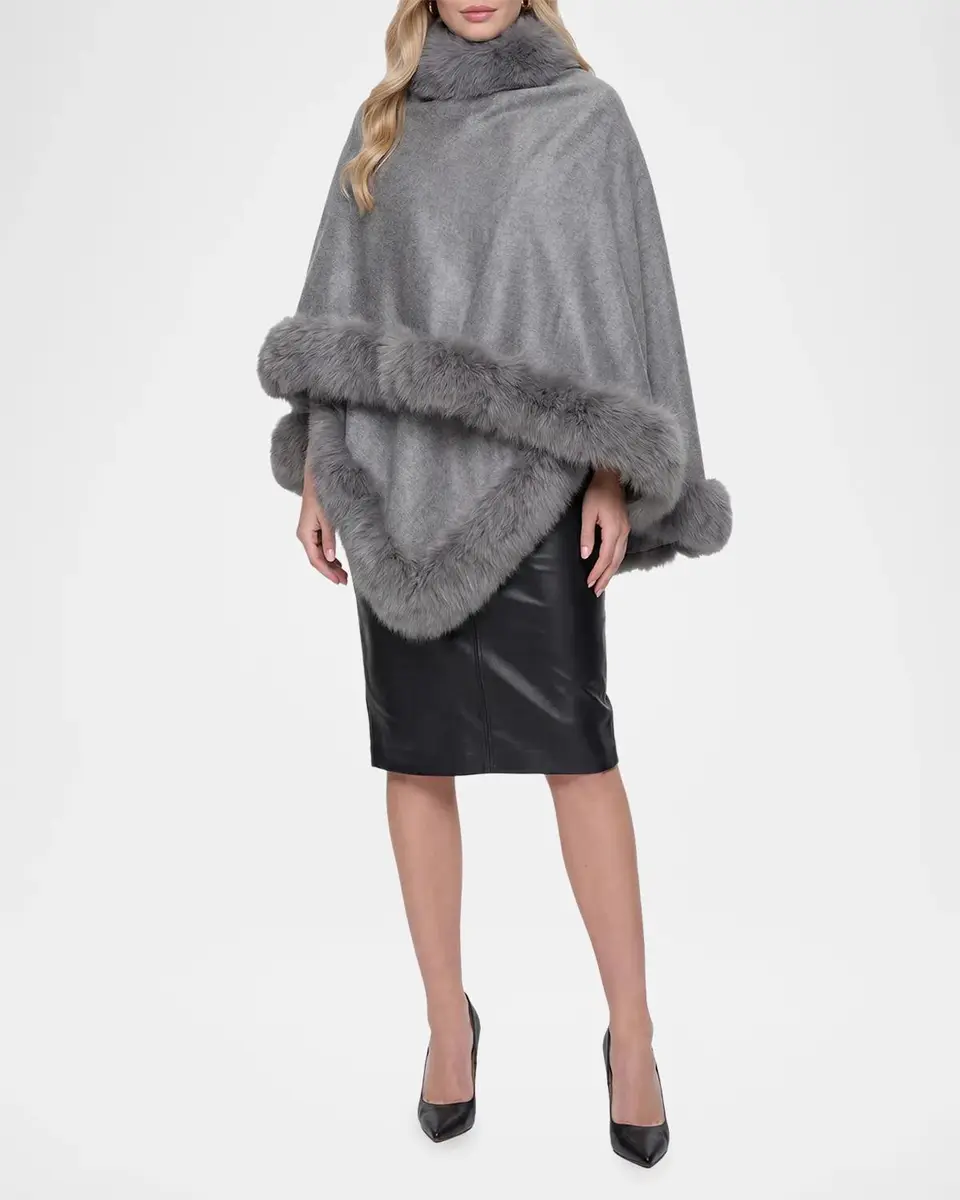 Gorski Shearling-Trim Cashmere Cape | Thumbnail 2 Gorski Shearling-Trim Cashmere Cape | Thumbnail 2