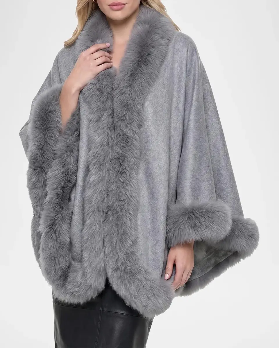 Gorski Shearling-Trim Cashmere Cape | Thumbnail 4 Gorski Shearling-Trim Cashmere Cape | Thumbnail 4