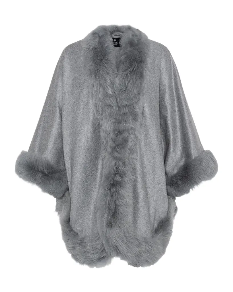 Shearling-Trim Cashmere Cape Shearling-Trim Cashmere Cape