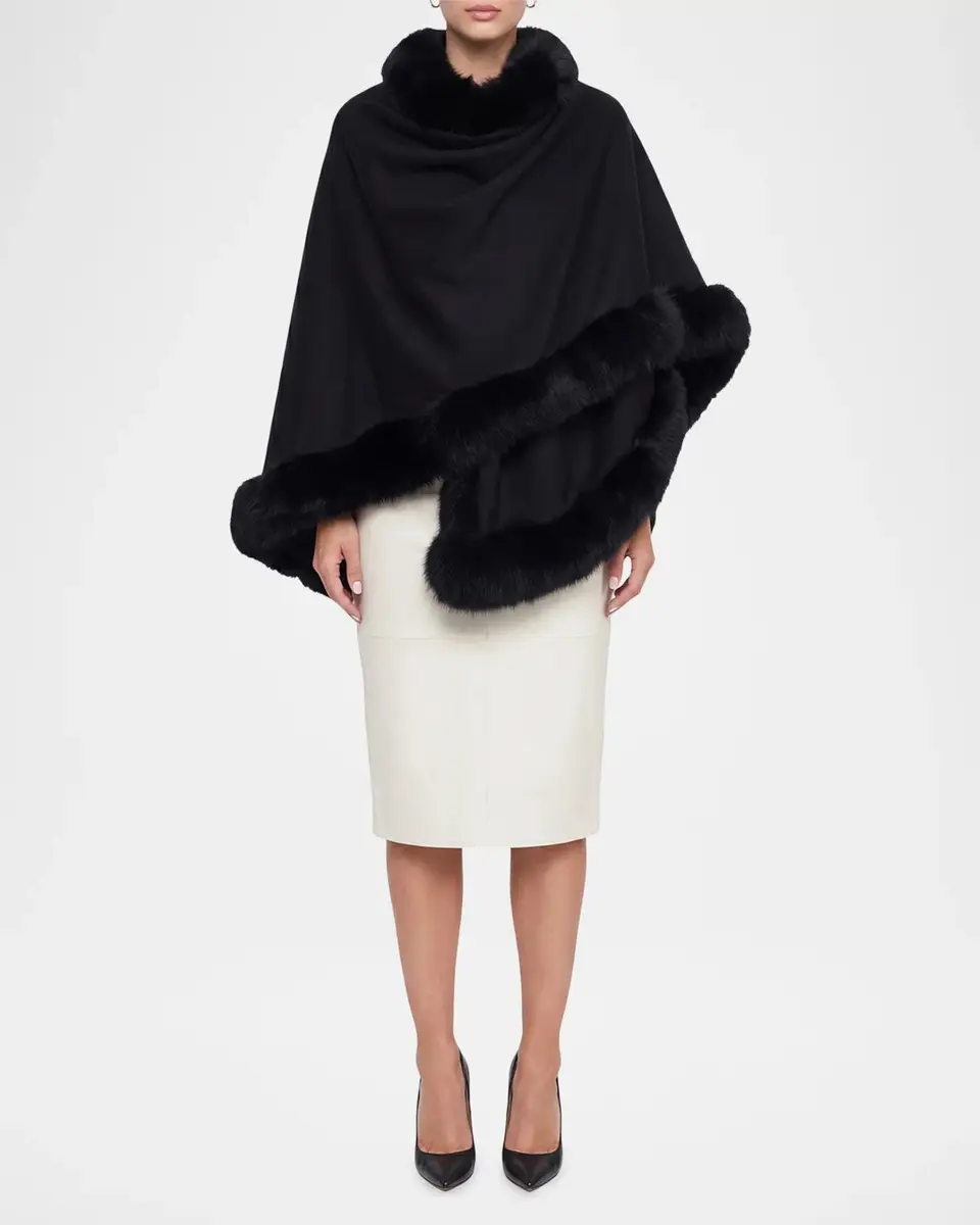 Gorski Shearling-Trim Cashmere Cape | Thumbnail 2 Gorski Shearling-Trim Cashmere Cape | Thumbnail 2