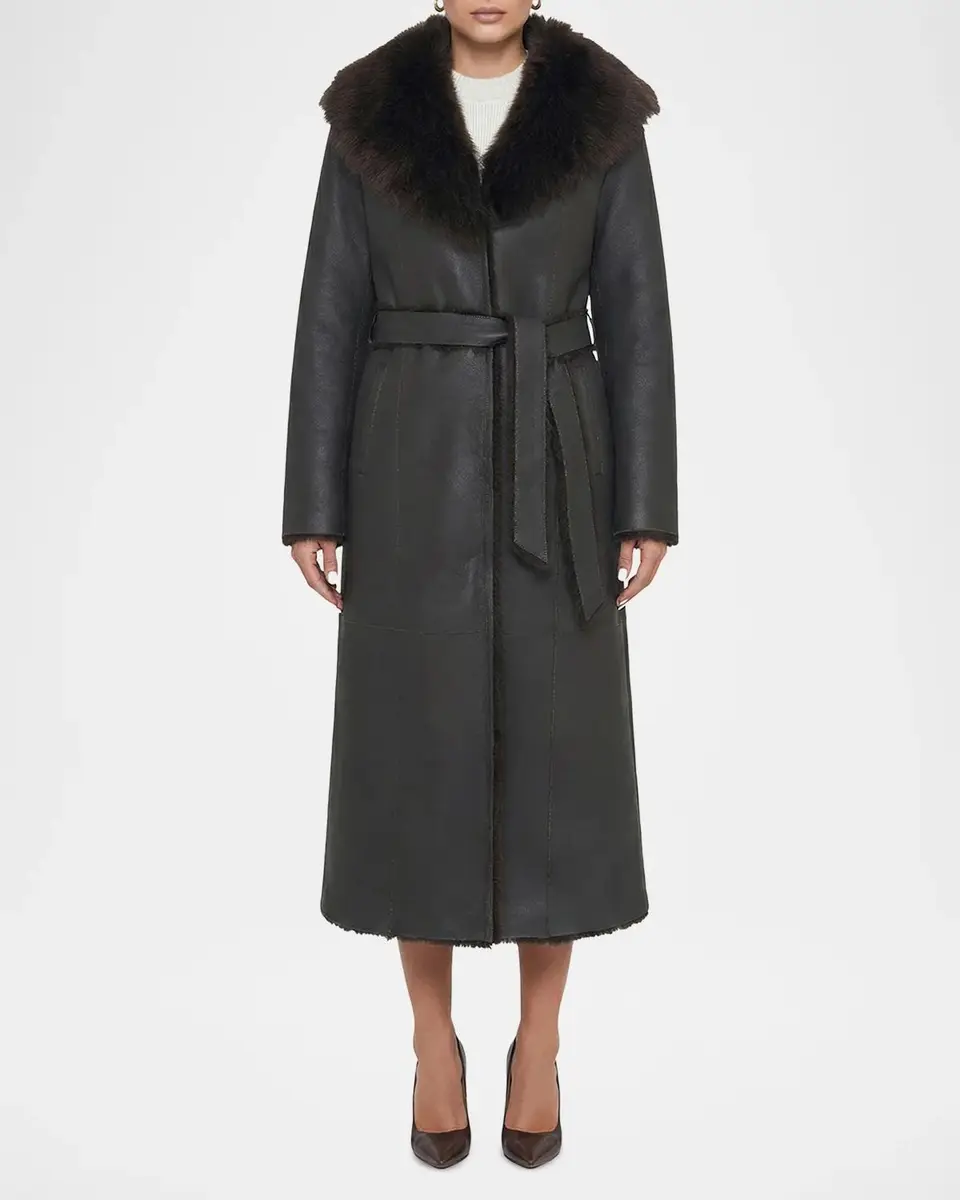 Gorski Merino Lamb Shearling Belted Long Coat | Thumbnail 2 Gorski Merino Lamb Shearling Belted Long Coat | Thumbnail 2