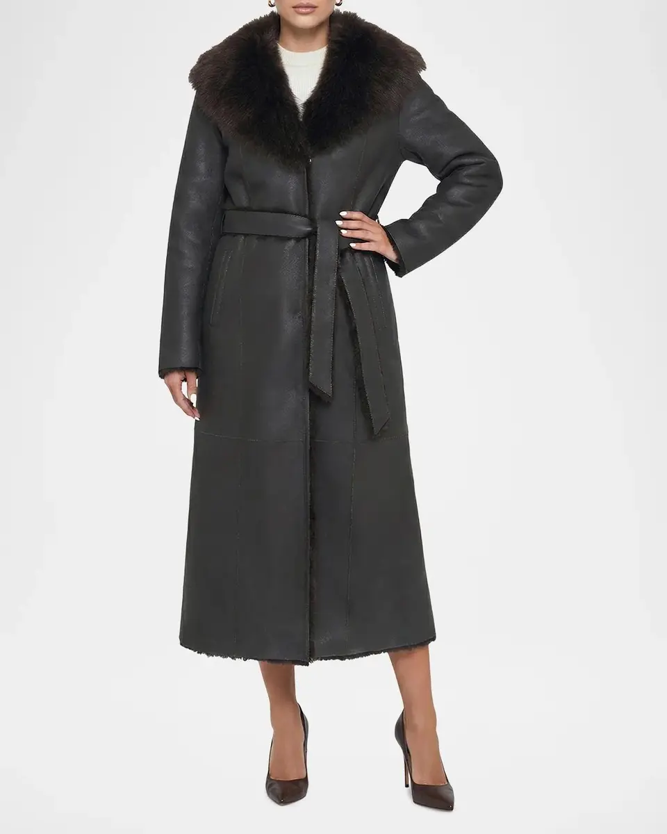 Gorski Merino Lamb Shearling Belted Long Coat | Thumbnail 4 Gorski Merino Lamb Shearling Belted Long Coat | Thumbnail 4