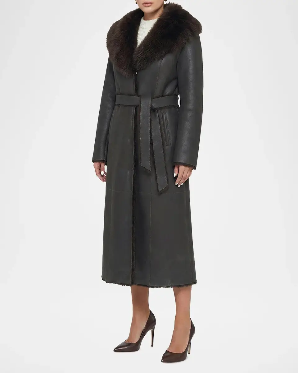 Gorski Merino Lamb Shearling Belted Long Coat | Thumbnail 5 Gorski Merino Lamb Shearling Belted Long Coat | Thumbnail 5
