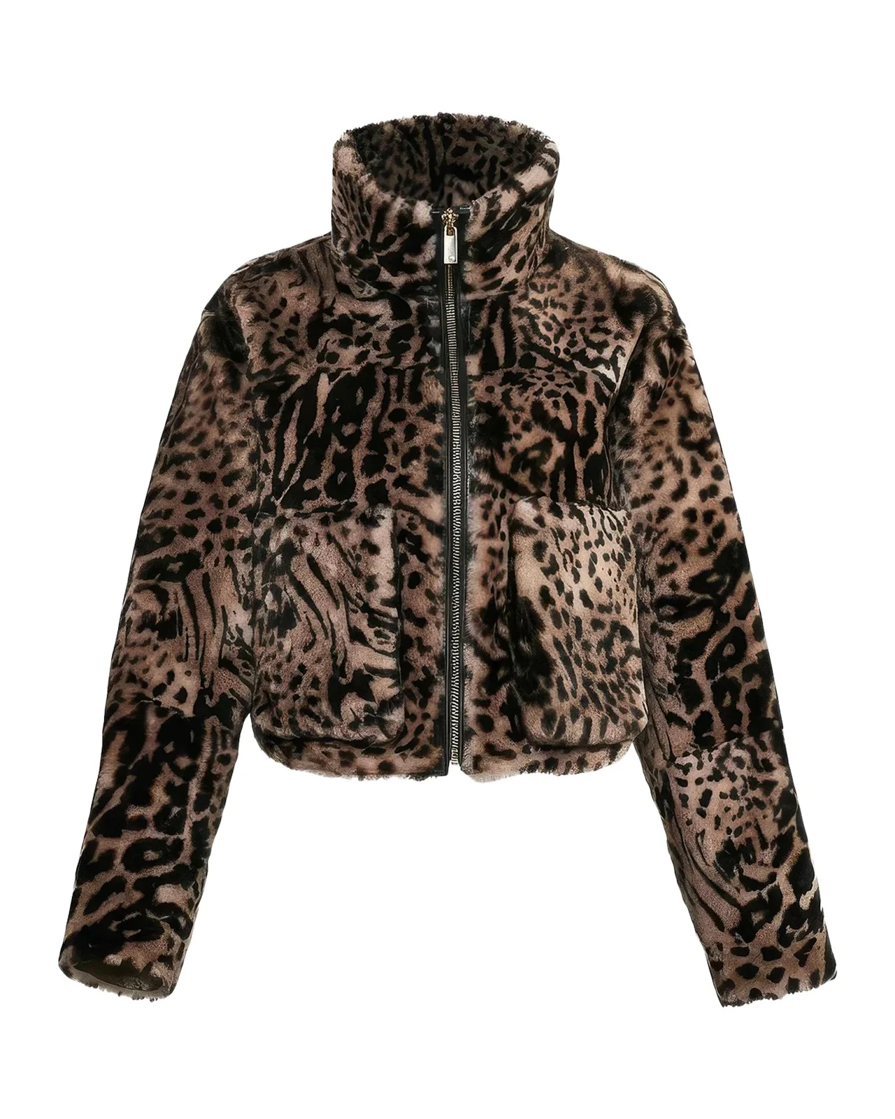 Select Animal-Print Shearling Zip Jacket Select Animal-Print Shearling Zip Jacket