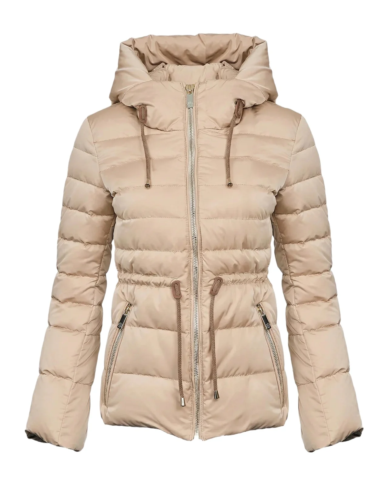 Apres-Ski Horizontal Quilted Down Jacket With Hood Apres-Ski Horizontal Quilted Down Jacket With Hood