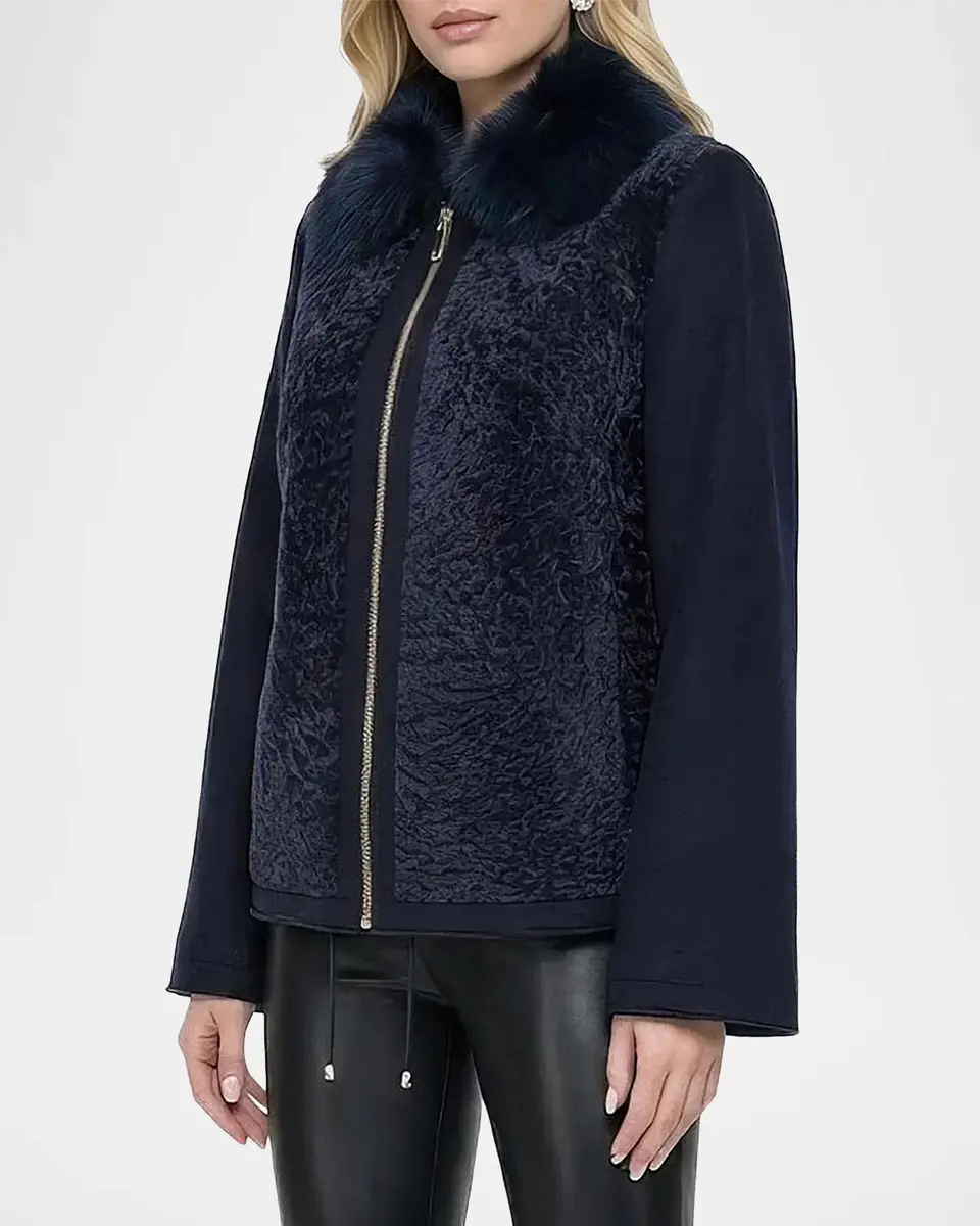 Gorski Wool Jacket with Shearling Front and Collar | Thumbnail 4 Gorski Wool Jacket with Shearling Front and Collar | Thumbnail 4