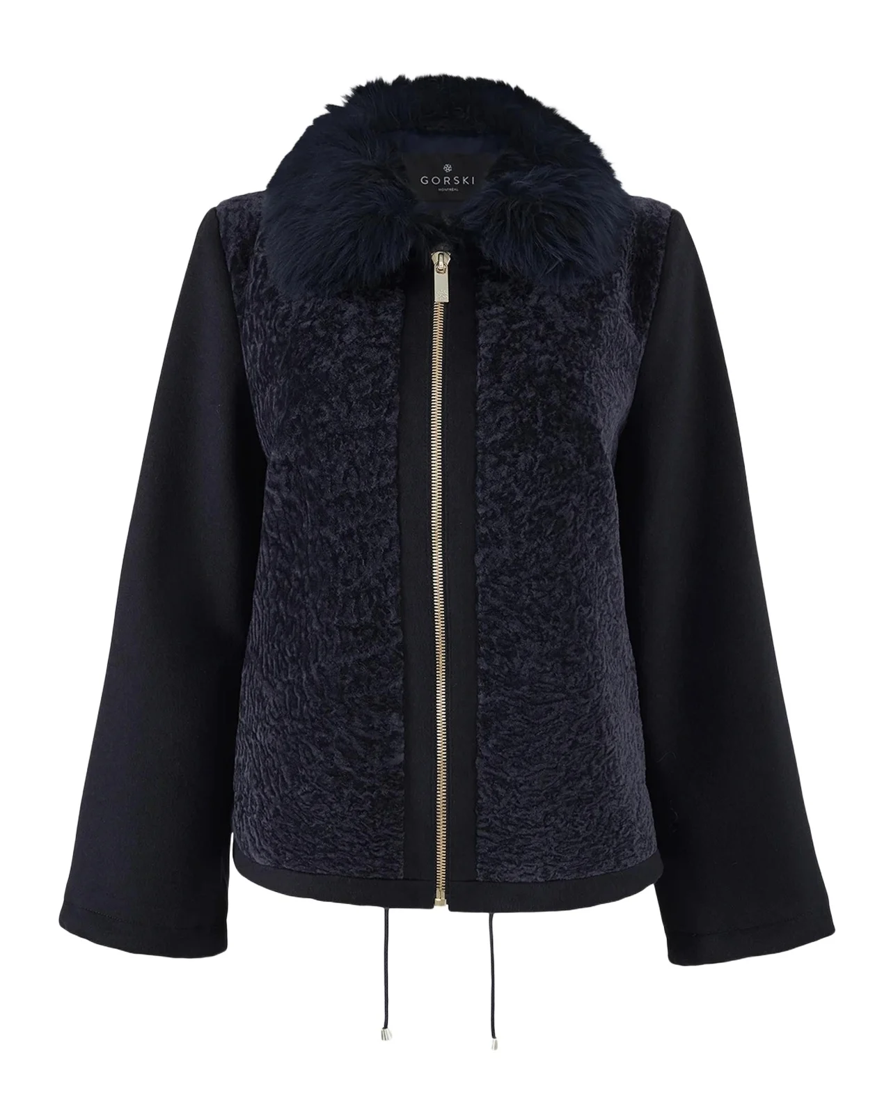 Wool Jacket with Shearling Front and Collar Wool Jacket with Shearling Front and Collar