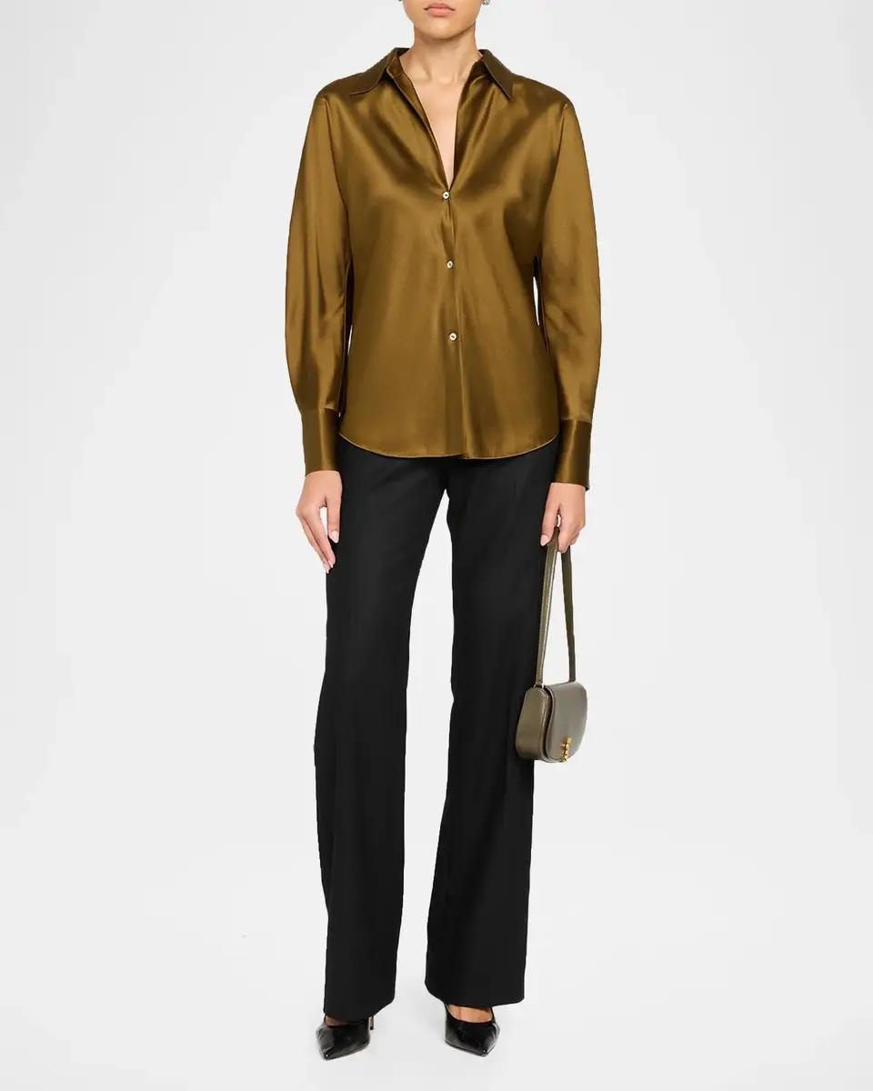 Vince Bias Silk Long-Sleeve Blouse | Thumbnail 2 Vince Bias Silk Long-Sleeve Blouse | Thumbnail 2
