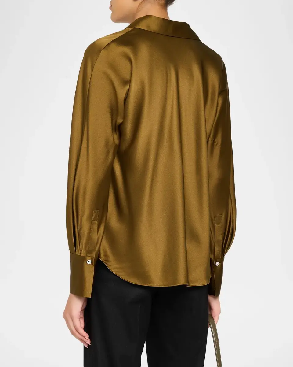 Vince Bias Silk Long-Sleeve Blouse | Thumbnail 3 Vince Bias Silk Long-Sleeve Blouse | Thumbnail 3