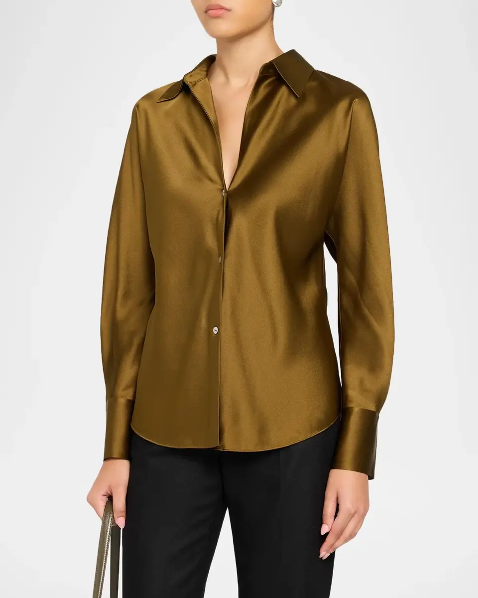 Vince Bias Silk Long-Sleeve Blouse | Thumbnail 4 Vince Bias Silk Long-Sleeve Blouse | Thumbnail 4