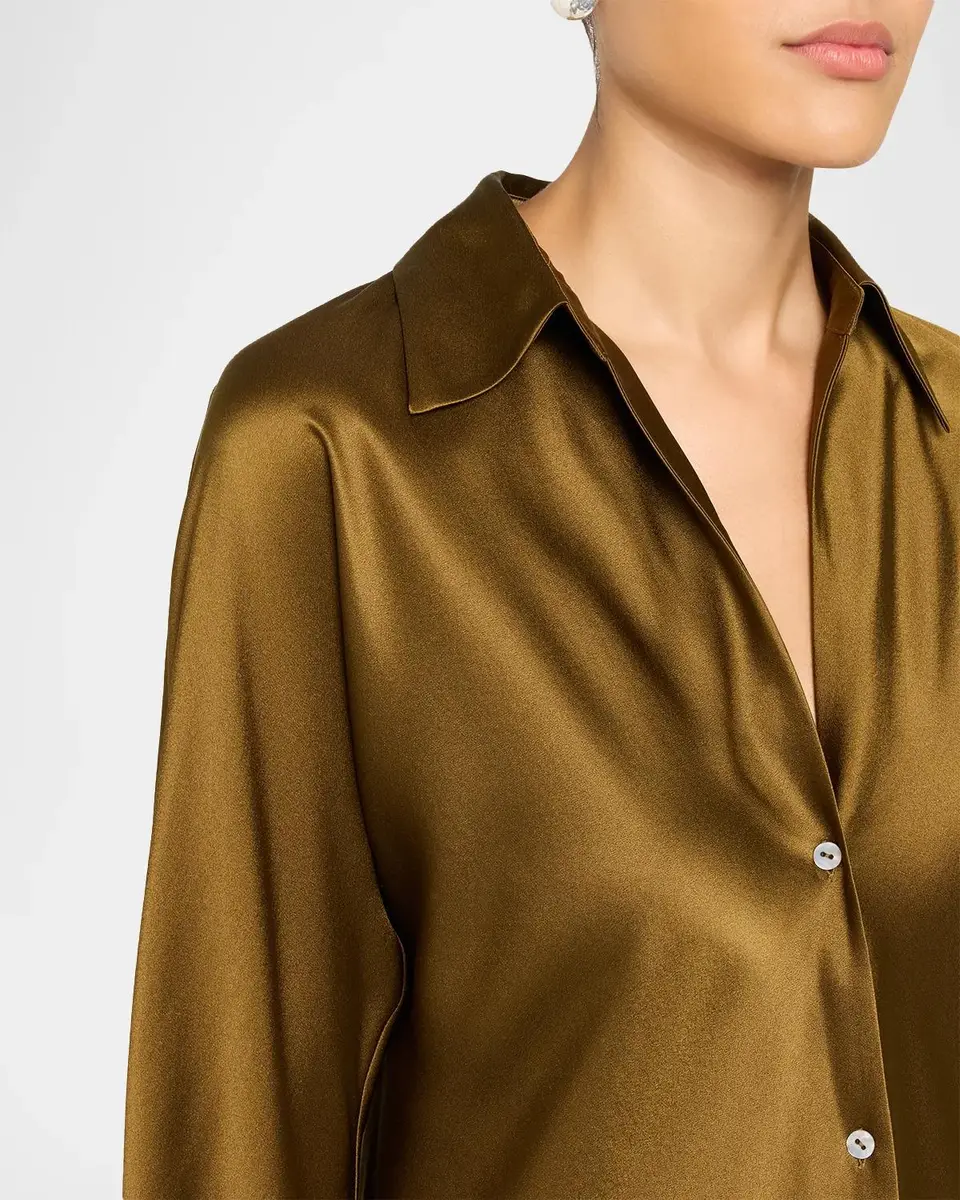 Vince Bias Silk Long-Sleeve Blouse | Thumbnail 5 Vince Bias Silk Long-Sleeve Blouse | Thumbnail 5