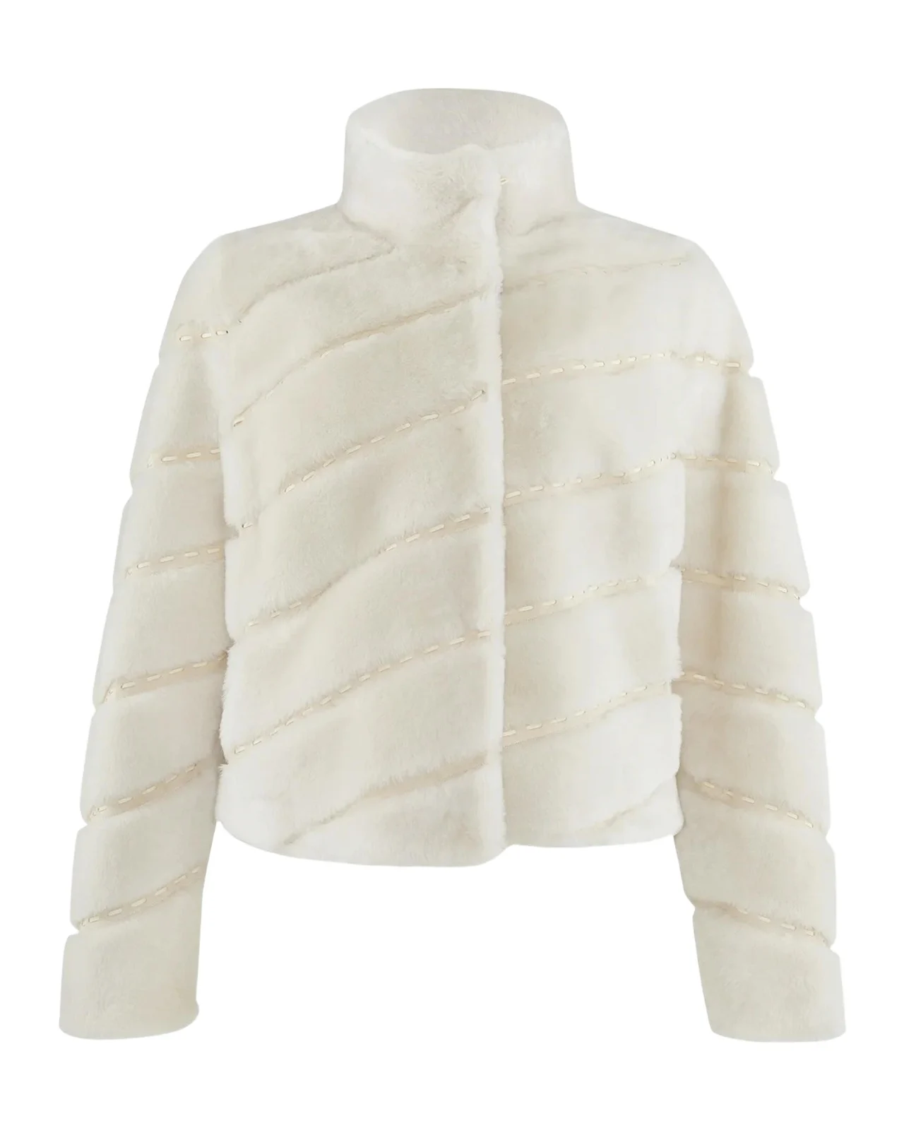 Diagonal Topstitched Merino Shearling Coat Diagonal Topstitched Merino Shearling Coat
