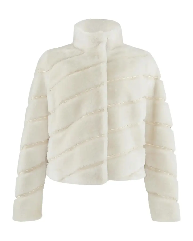 Diagonal Topstitched Merino Shearling Coat Diagonal Topstitched Merino Shearling Coat