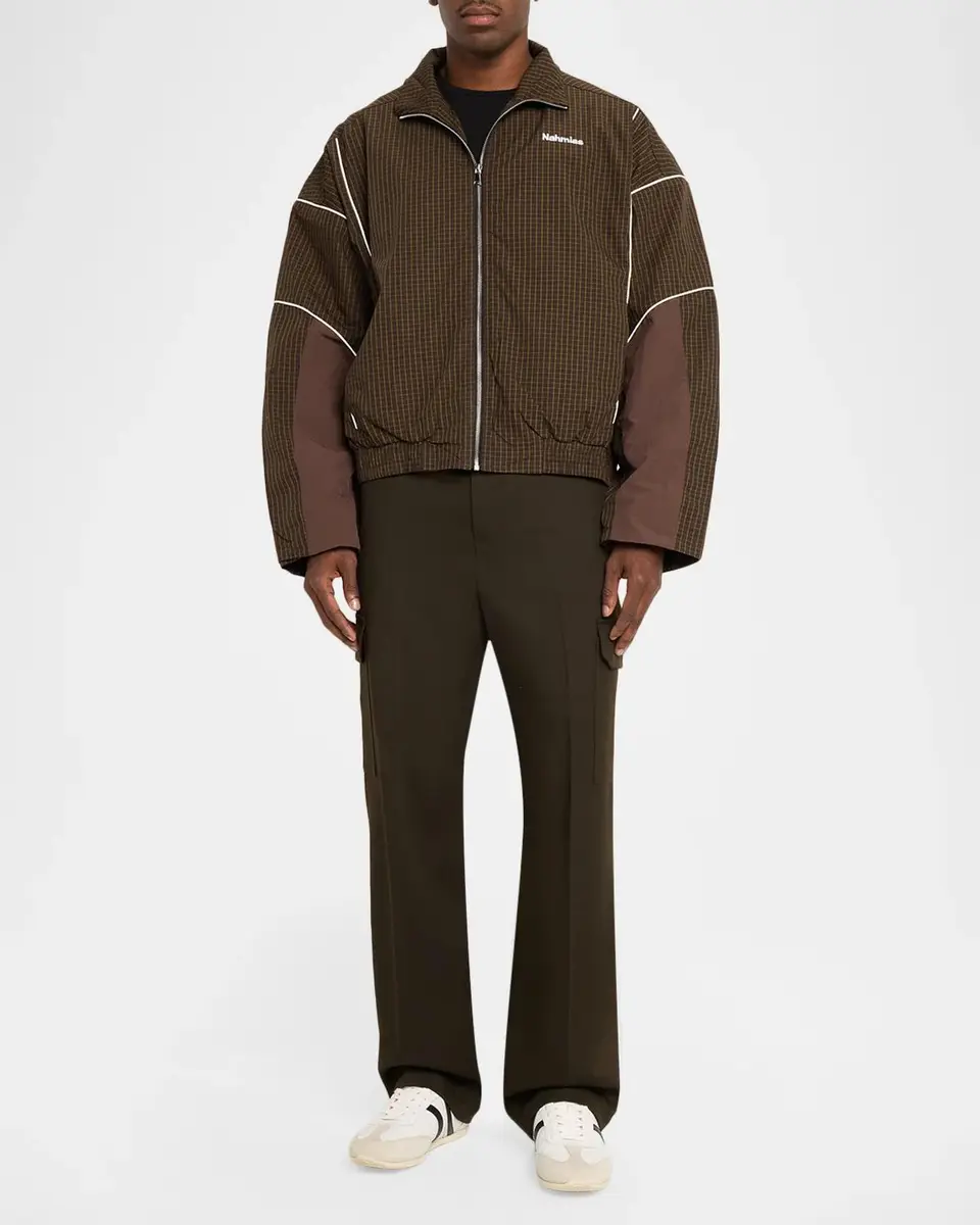 Nahmias Men's Grid Warm Up Drop Shoulder Jacket | Thumbnail 2 Nahmias Men's Grid Warm Up Drop Shoulder Jacket | Thumbnail 2