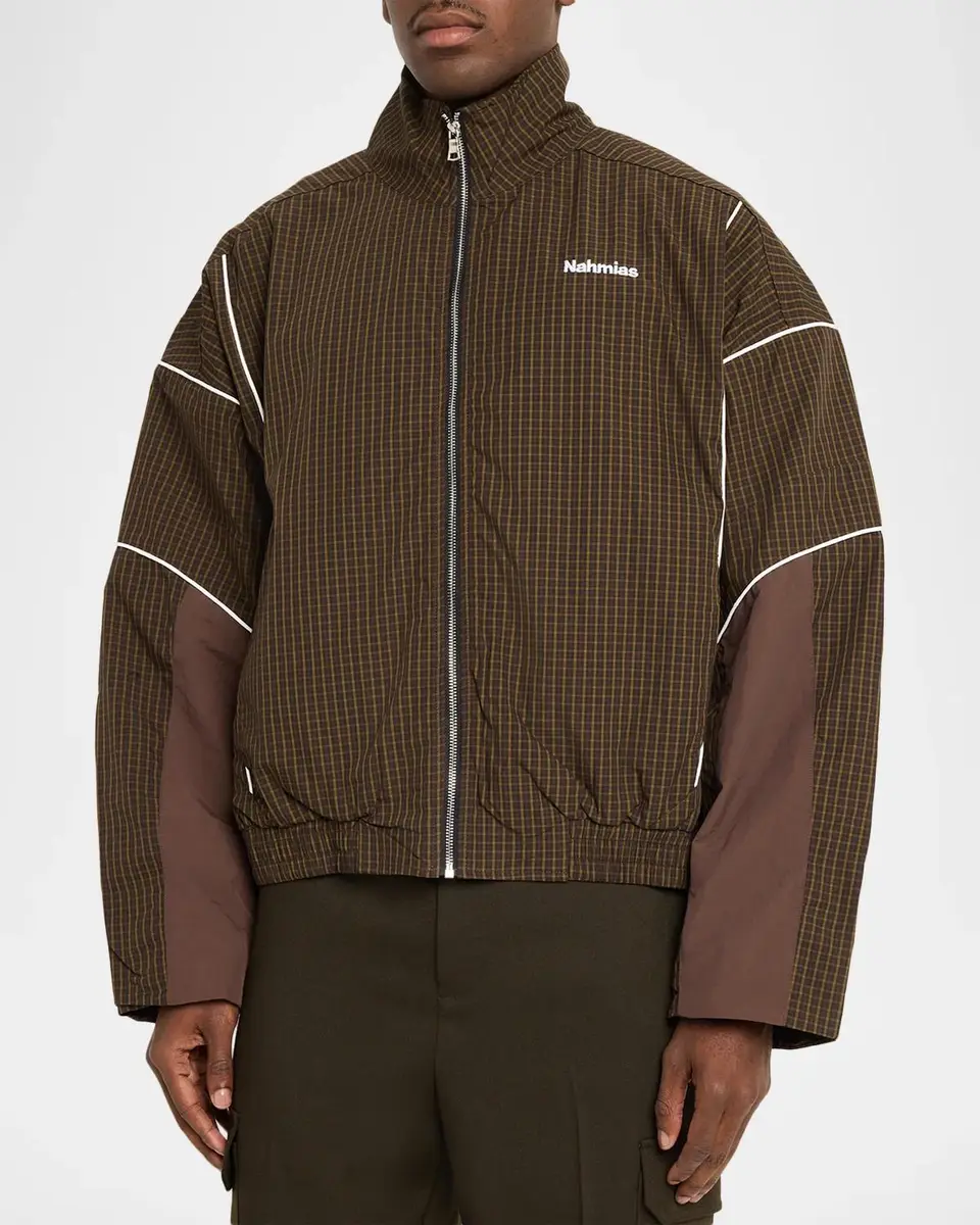 Nahmias Men's Grid Warm Up Drop Shoulder Jacket | Thumbnail 4 Nahmias Men's Grid Warm Up Drop Shoulder Jacket | Thumbnail 4