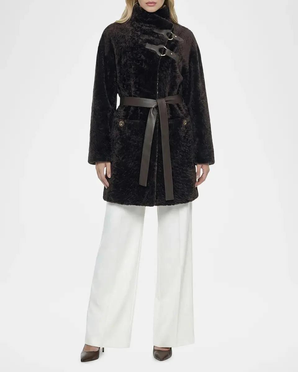 Gorski Belted Stand-Collar Shearling Coat | Thumbnail 2 Gorski Belted Stand-Collar Shearling Coat | Thumbnail 2