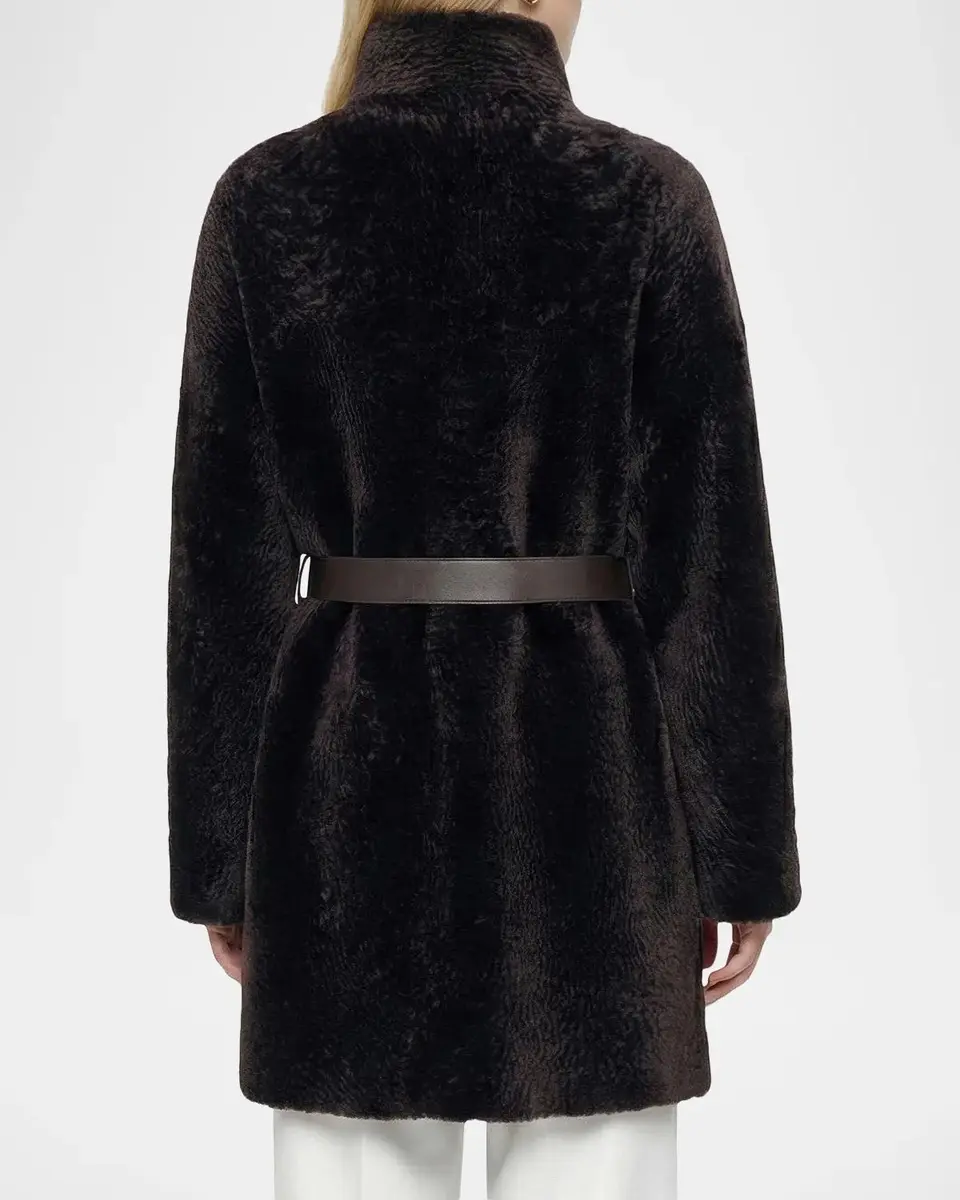 Gorski Belted Stand-Collar Shearling Coat | Thumbnail 3 Gorski Belted Stand-Collar Shearling Coat | Thumbnail 3