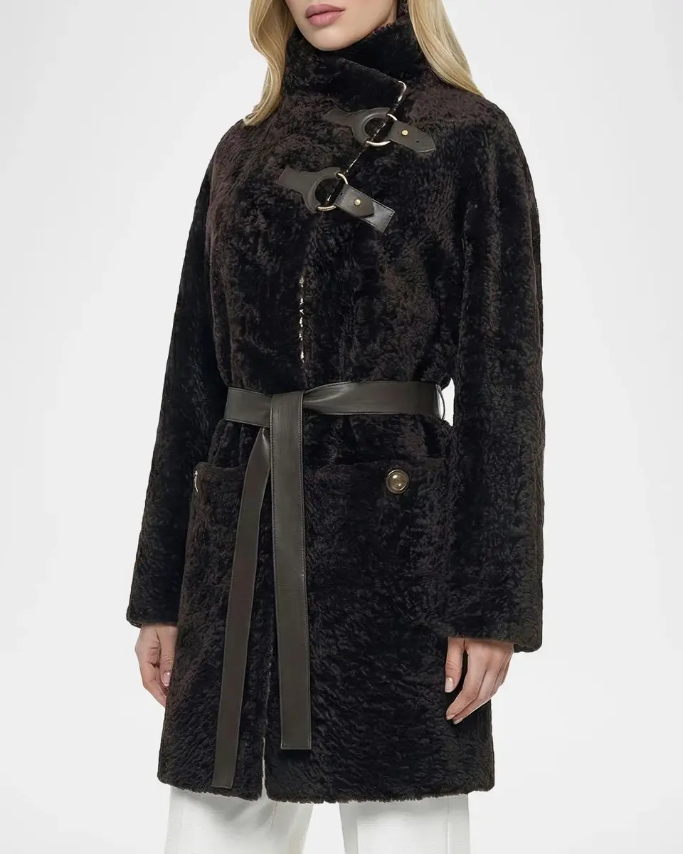 Gorski Belted Stand-Collar Shearling Coat | Thumbnail 5 Gorski Belted Stand-Collar Shearling Coat | Thumbnail 5