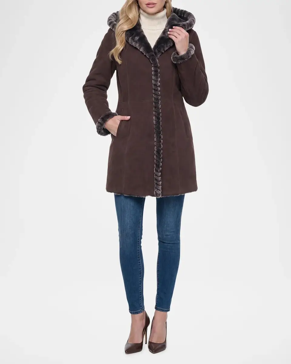 Gorski Hooded Merino Shearling Parka with Whipstitch | Thumbnail 2 Gorski Hooded Merino Shearling Parka with Whipstitch | Thumbnail 2