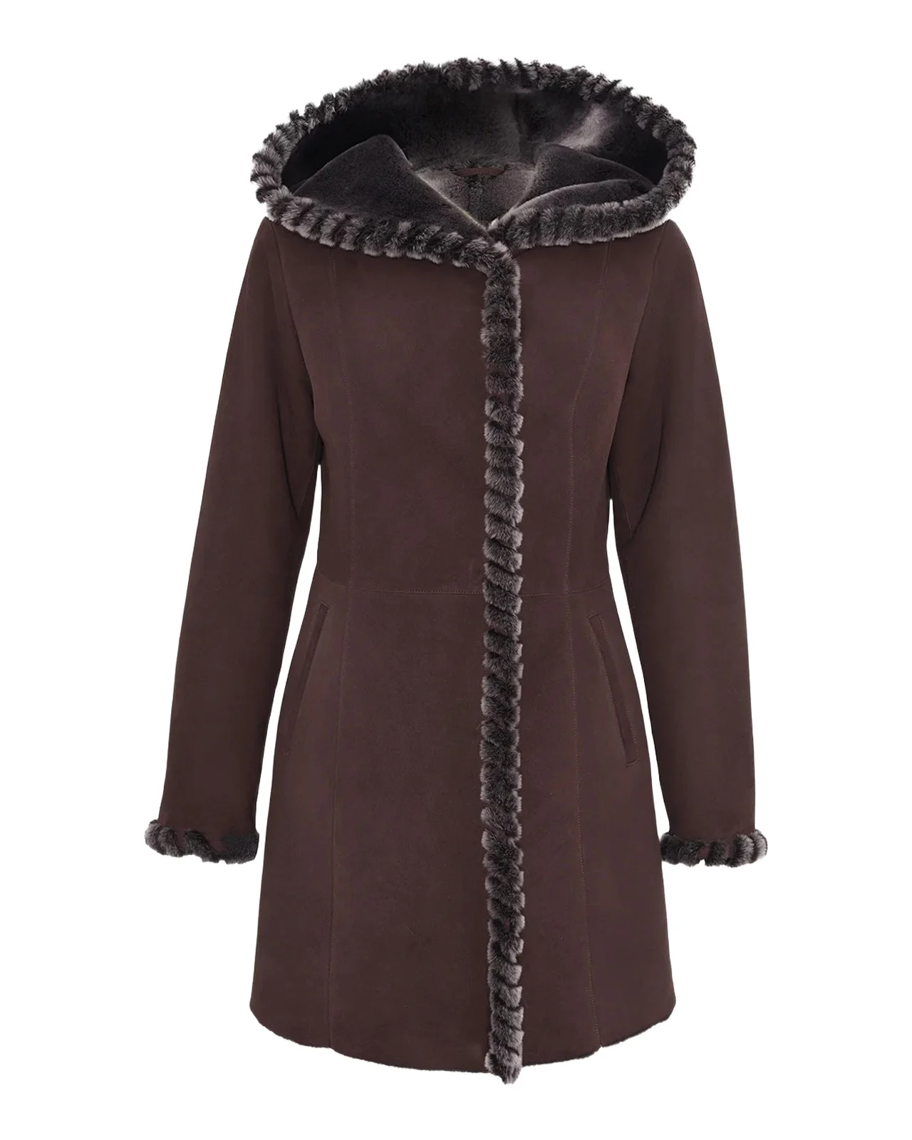 Hooded Merino Shearling Parka with Whipstitch Hooded Merino Shearling Parka with Whipstitch