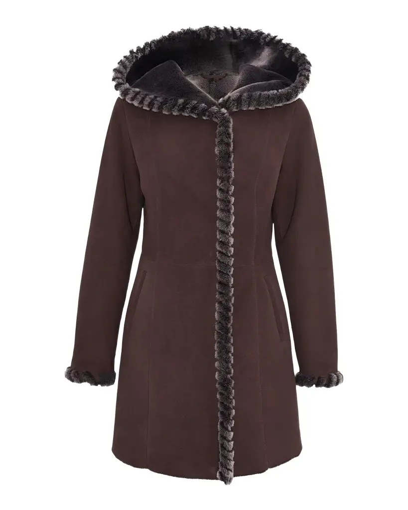 Hooded Merino Shearling Parka with Whipstitch Hooded Merino Shearling Parka with Whipstitch