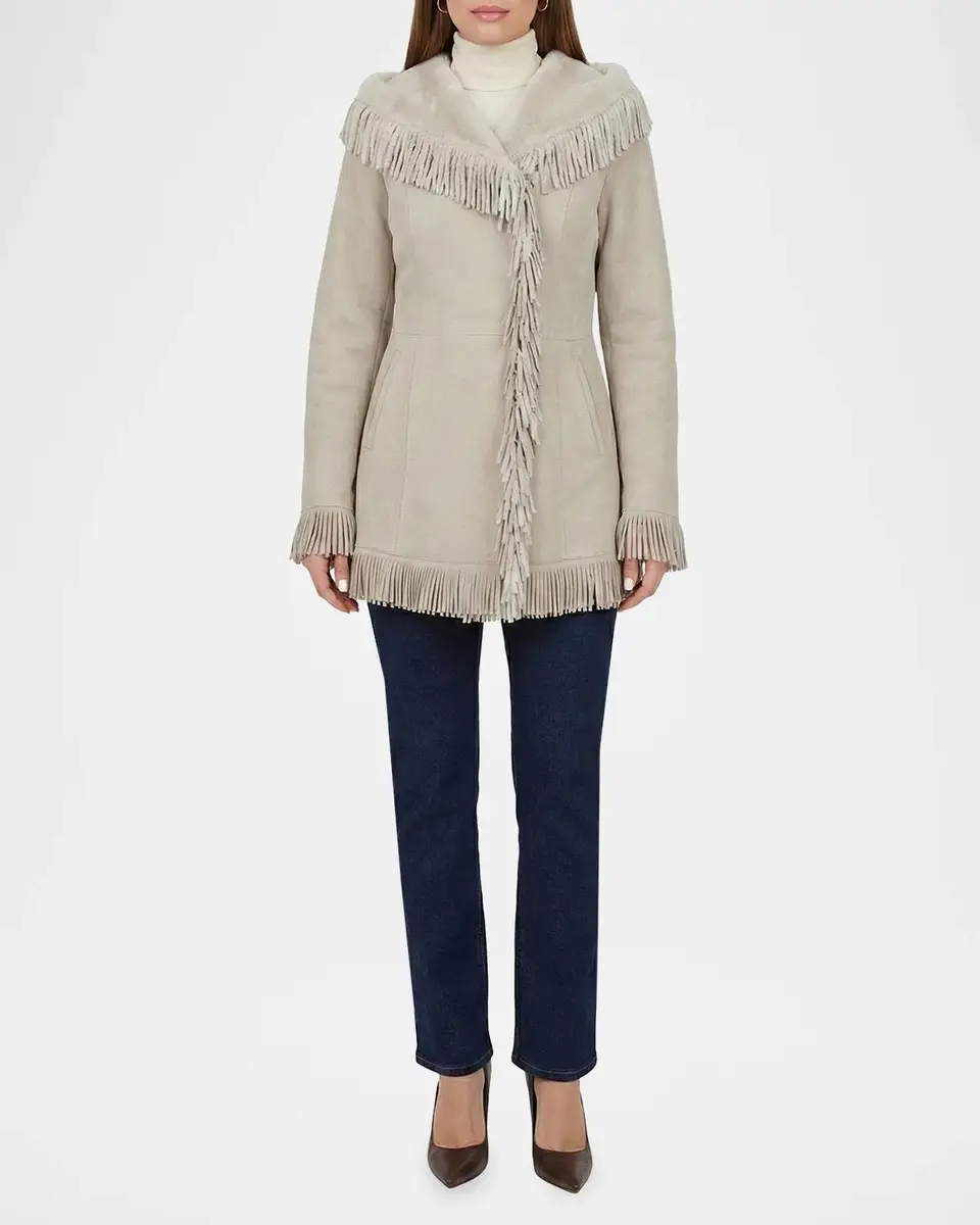Gorski Merino Shearling Lamb Parka With Fringes, Suede Finish | Thumbnail 2 Gorski Merino Shearling Lamb Parka With Fringes, Suede Finish | Thumbnail 2