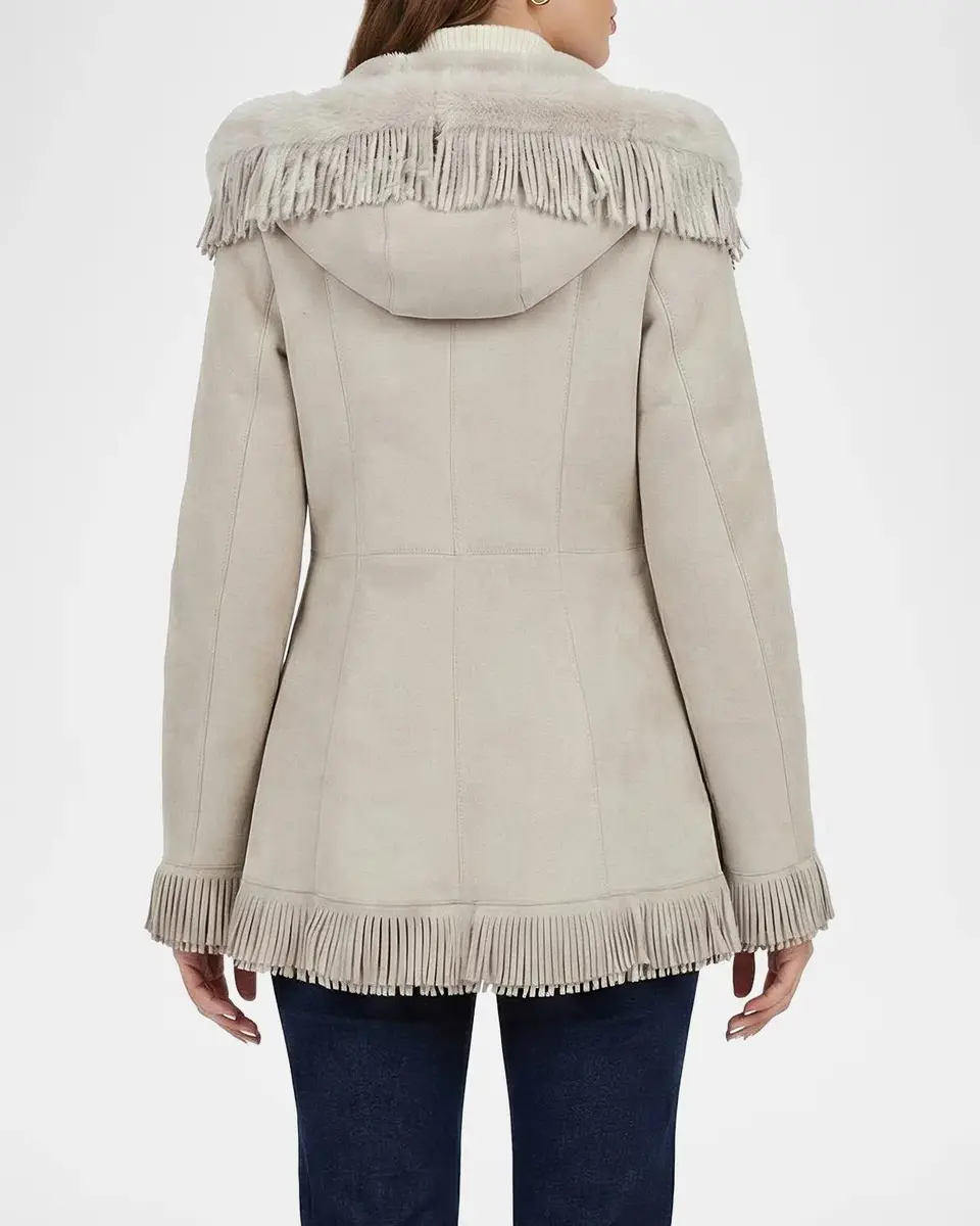 Gorski Merino Shearling Lamb Parka With Fringes, Suede Finish | Thumbnail 3 Gorski Merino Shearling Lamb Parka With Fringes, Suede Finish | Thumbnail 3