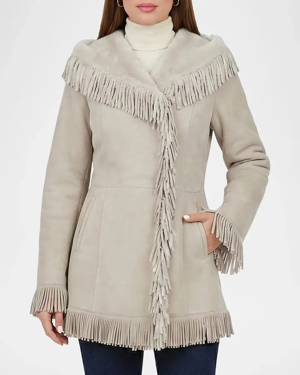 Gorski Merino Shearling Lamb Parka With Fringes, Suede Finish | Thumbnail 4 Gorski Merino Shearling Lamb Parka With Fringes, Suede Finish | Thumbnail 4