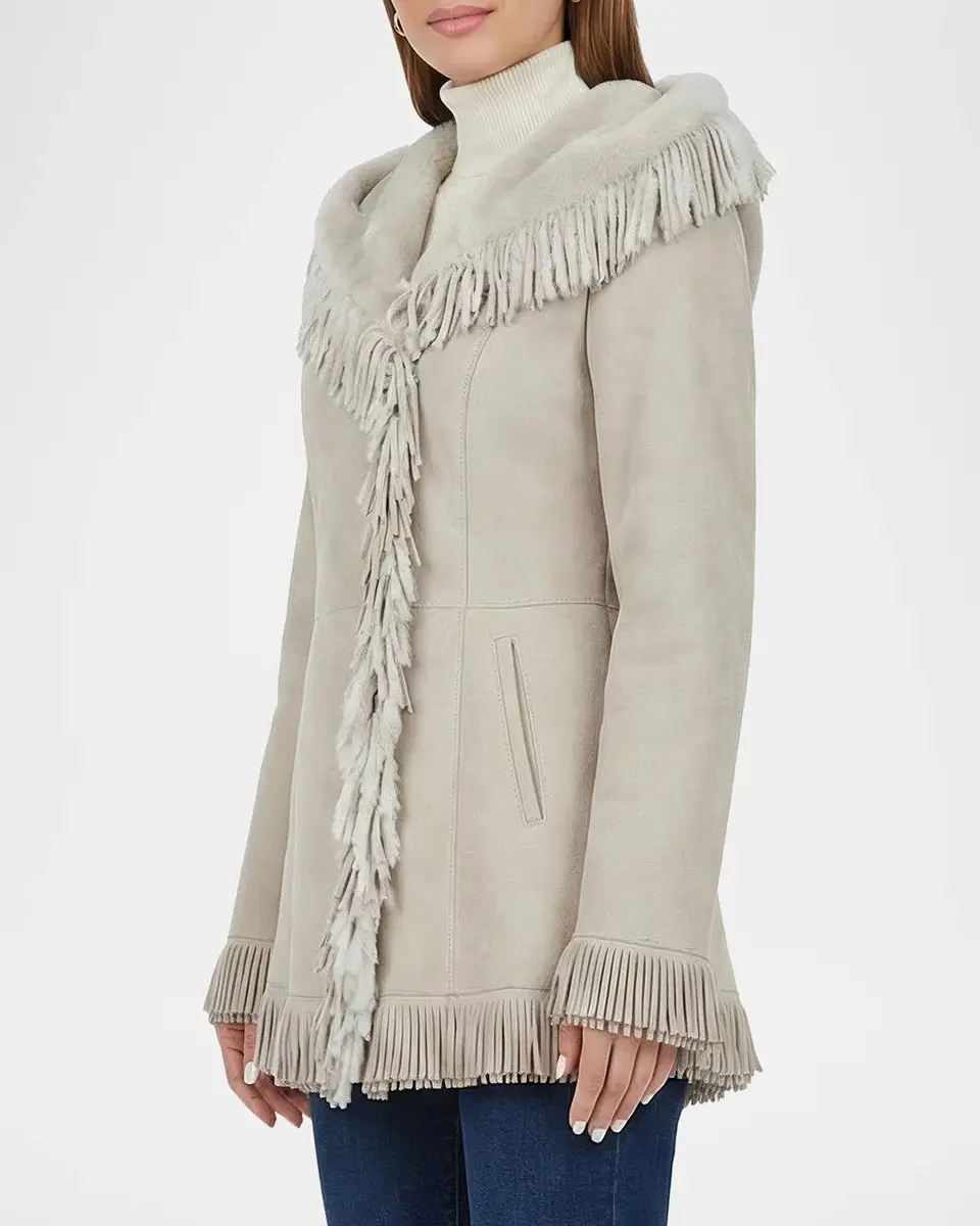 Gorski Merino Shearling Lamb Parka With Fringes, Suede Finish | Thumbnail 5 Gorski Merino Shearling Lamb Parka With Fringes, Suede Finish | Thumbnail 5