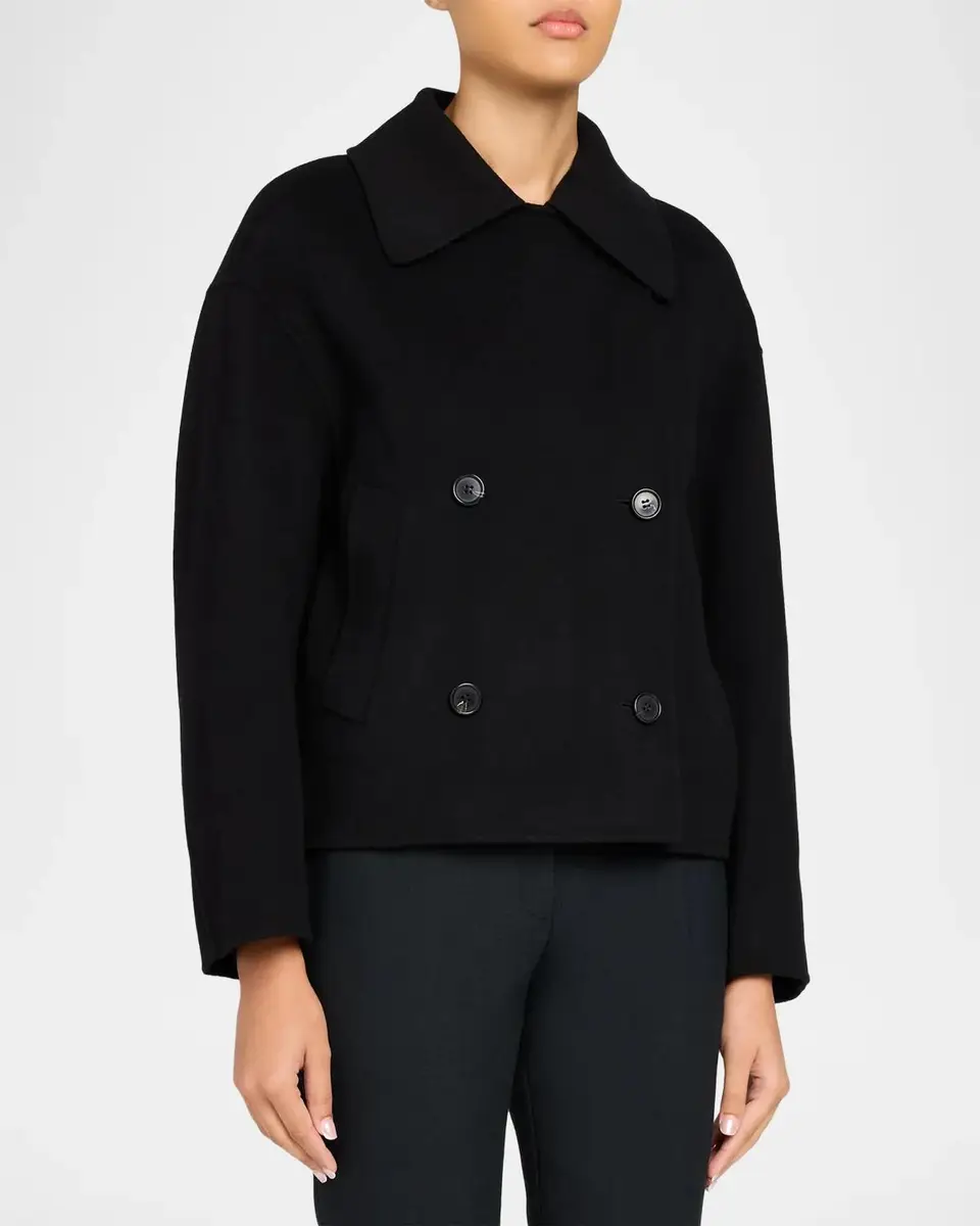 Theory Double-Breasted Wool-Cashmere Short Pea Coat | Thumbnail 4